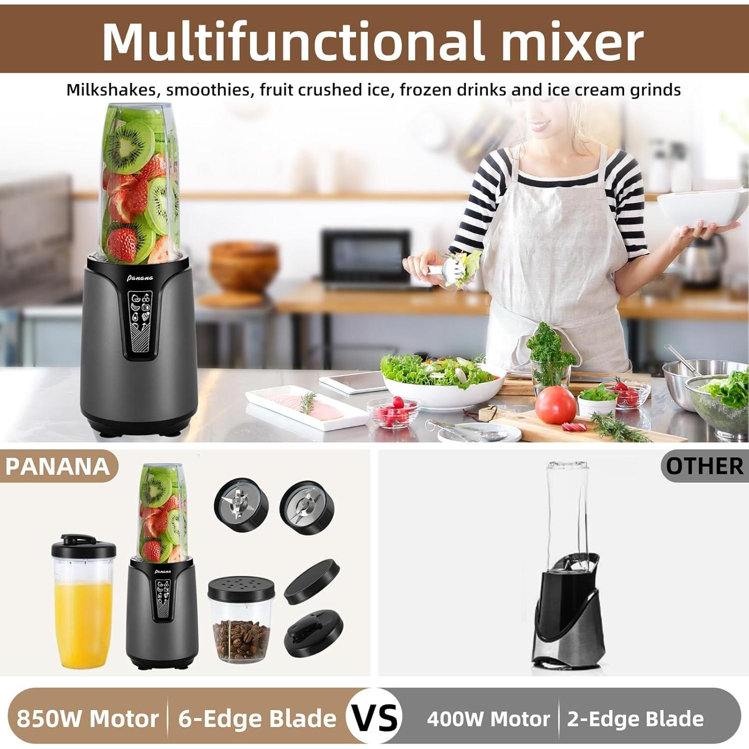 Batidora Personal Panana 850W con Tazas Portátiles 600ml