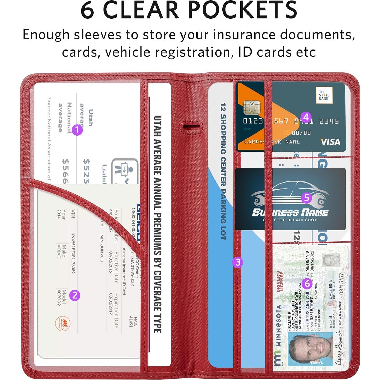 Soporte de Documentos CoBak para Automóvil - Rojo Carbón