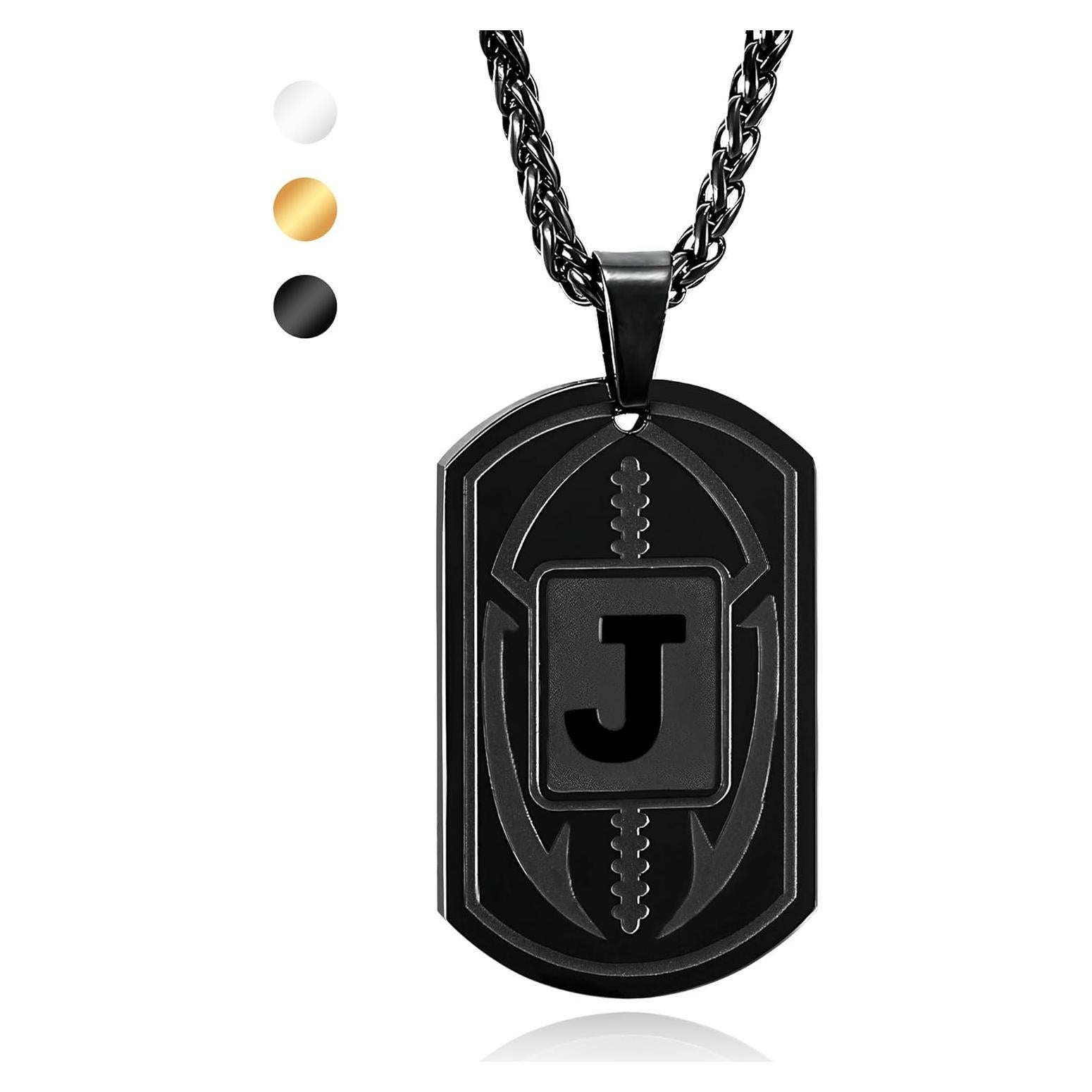 Collar Inicial de Fútbol Fervia para Hombres - Acero Inoxidable 56 cm