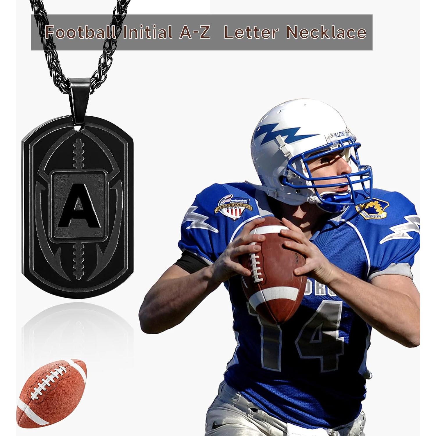 Collar Inicial de Fútbol Fervia para Hombres - Acero Inoxidable 56 cm