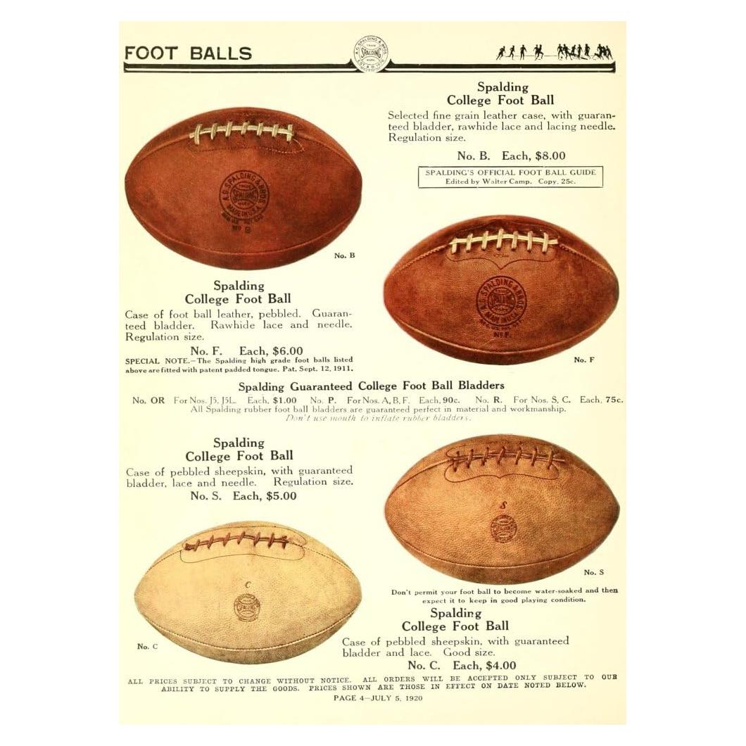 Póster Spalding 1920 Balones de Fútbol Americano 61x91cm