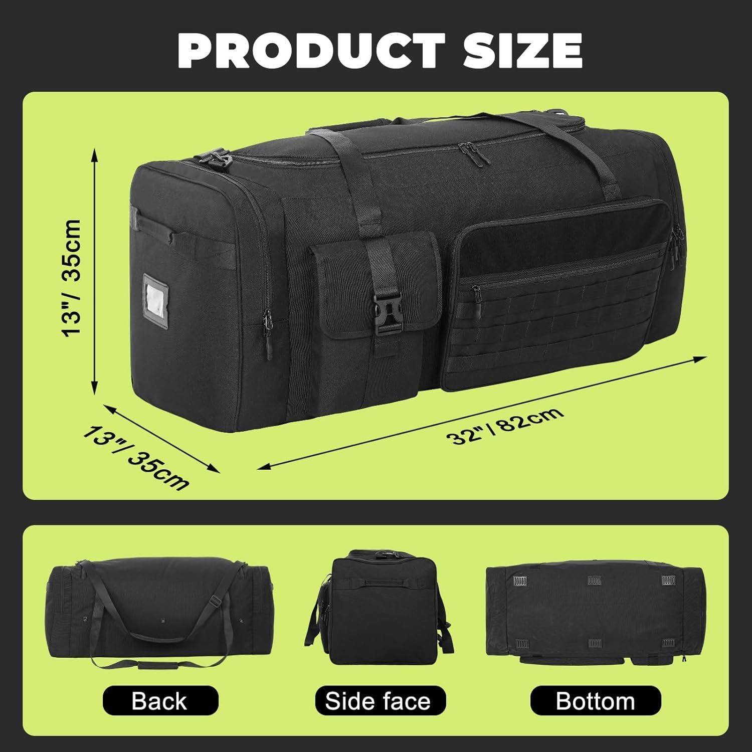 Bolsa Duffle Alta Resistencia 100L 82cm Negra - Equipos Deportivos