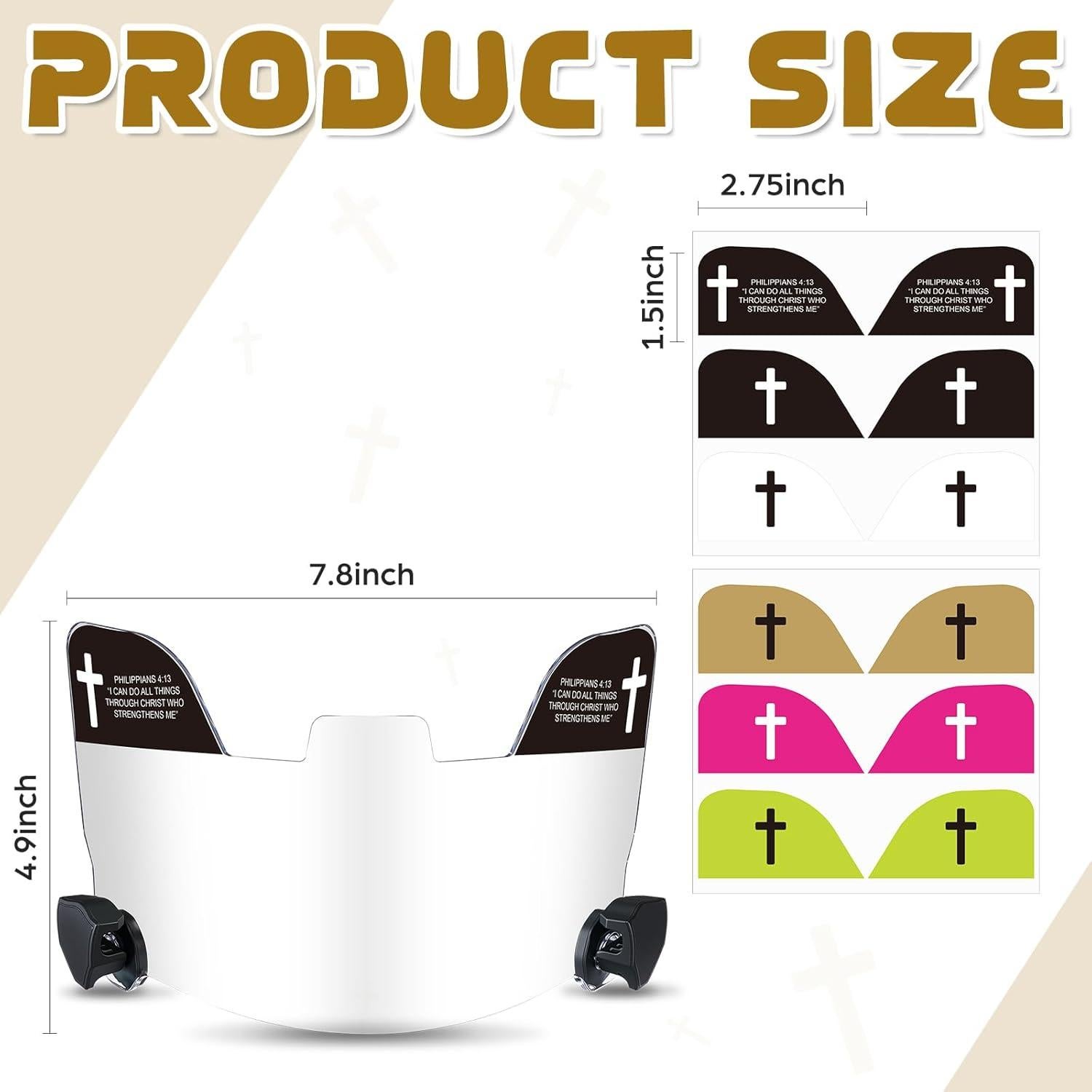 Visera de Fútbol Mootycapa HUD0347 con 12 Calcomanías Cruz de Fe