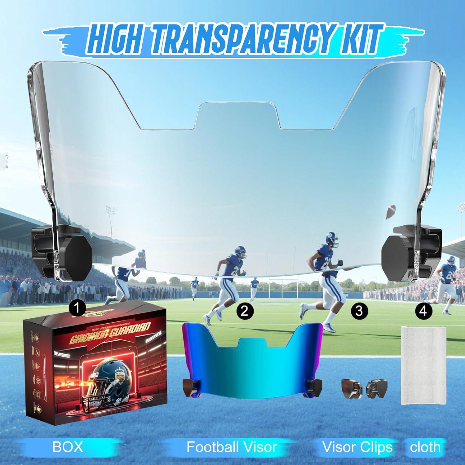 Visera de Fútbol Azul OYMLANX con Clips Rápidos para Casco