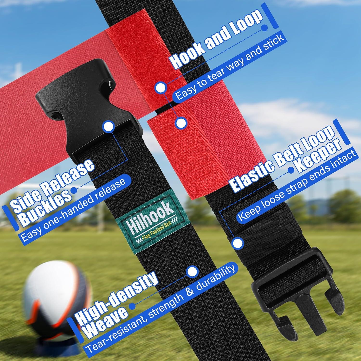 Cinturones de Flag Football Hilhook H308, 10 Piezas Ajustables