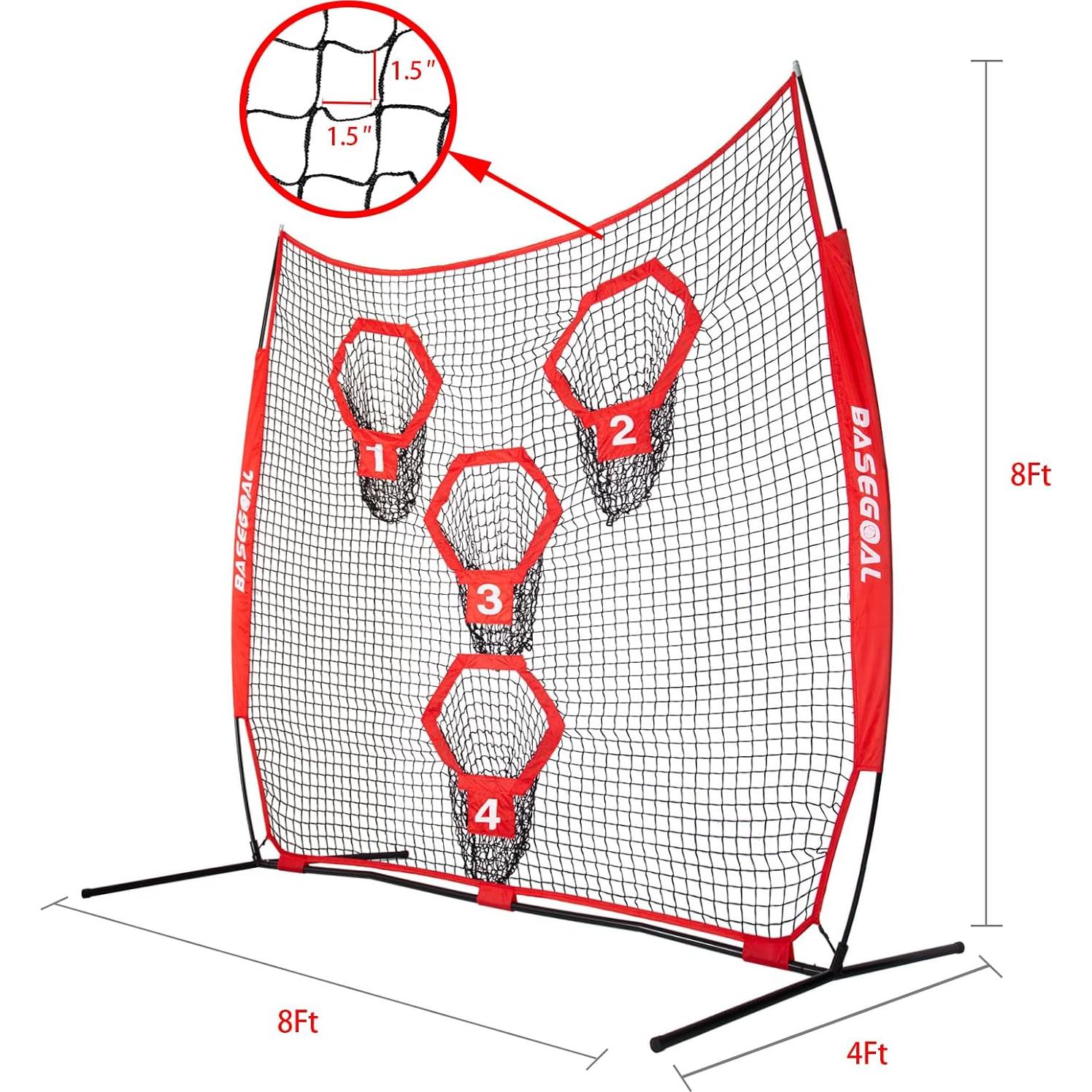 Red de Fútbol BaseGoal 2.44x2.44m con 4 Bolsillos de Objetivo