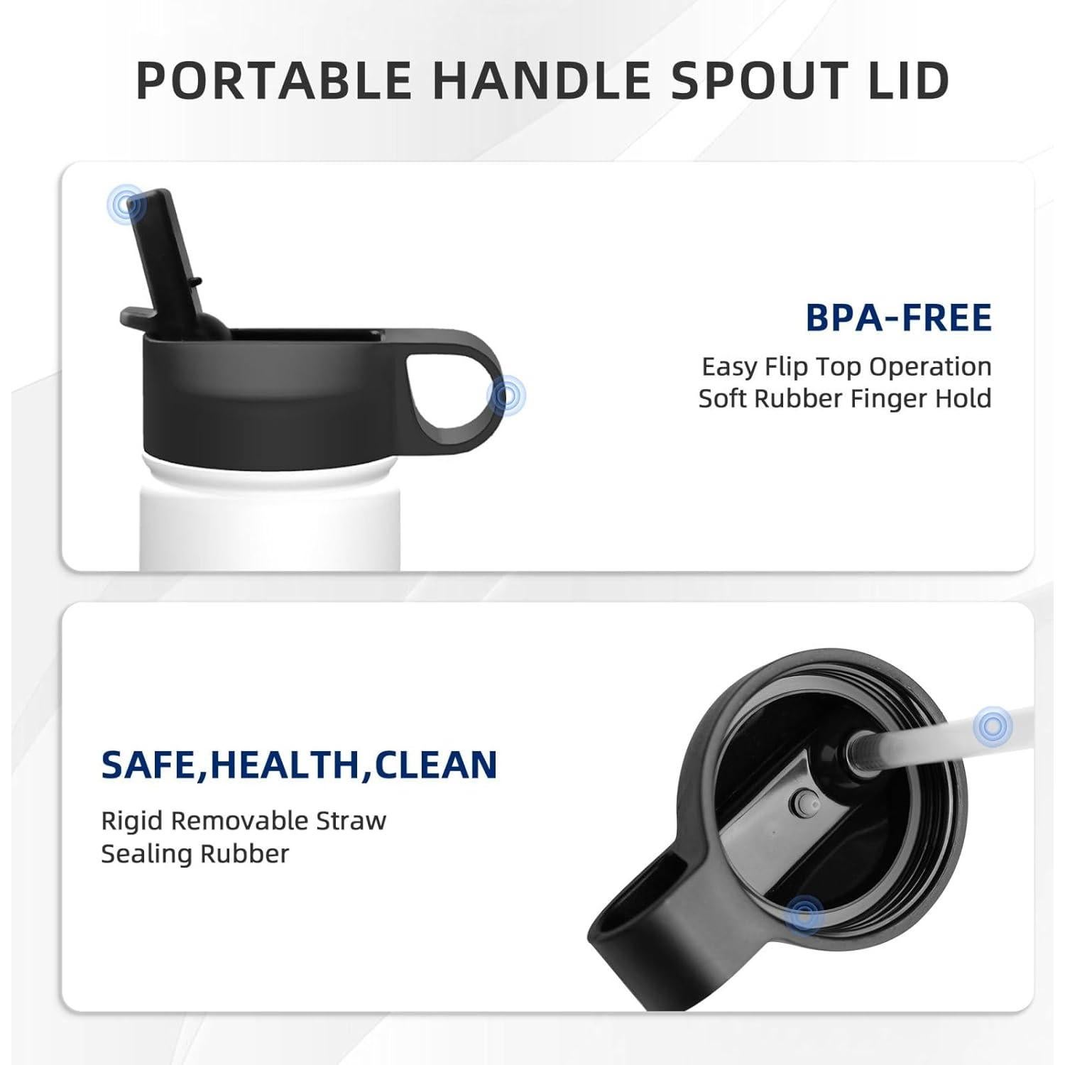 Botella de Agua Aislada Dewoofly 532ml con Popote y Bandera EE. UU.