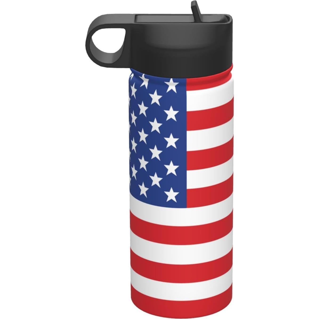 Botella de Agua Aislada Dewoofly 532ml con Popote y Bandera EE. UU.