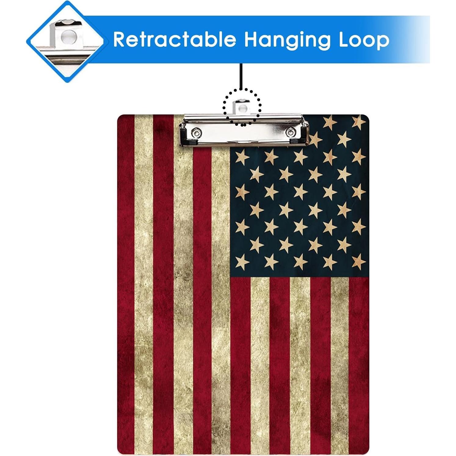 Portapapeles Britimes A4 Madera Bandera Americana Clip Bajo Perfil