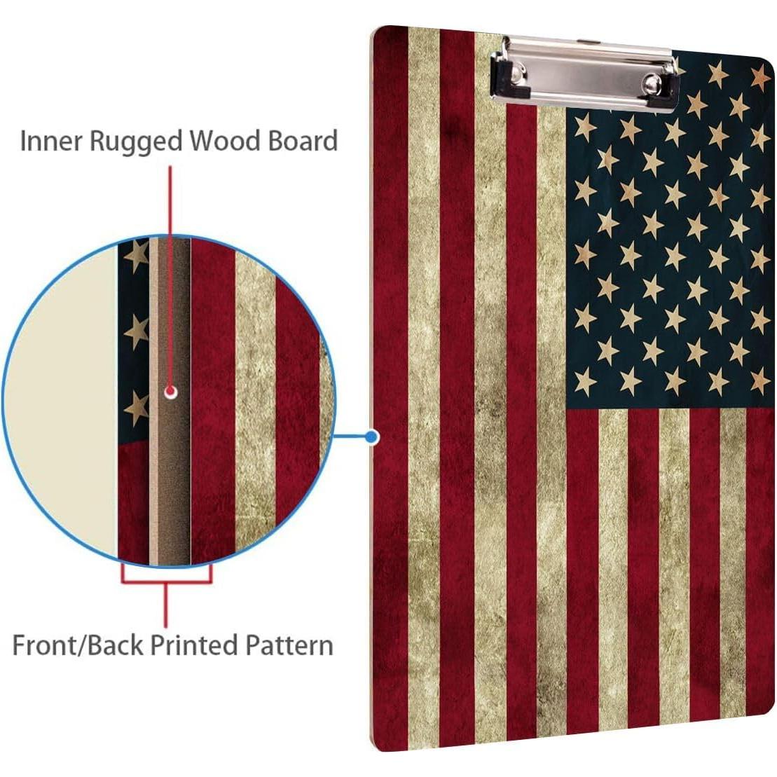 Portapapeles Britimes A4 Madera Bandera Americana Clip Bajo Perfil