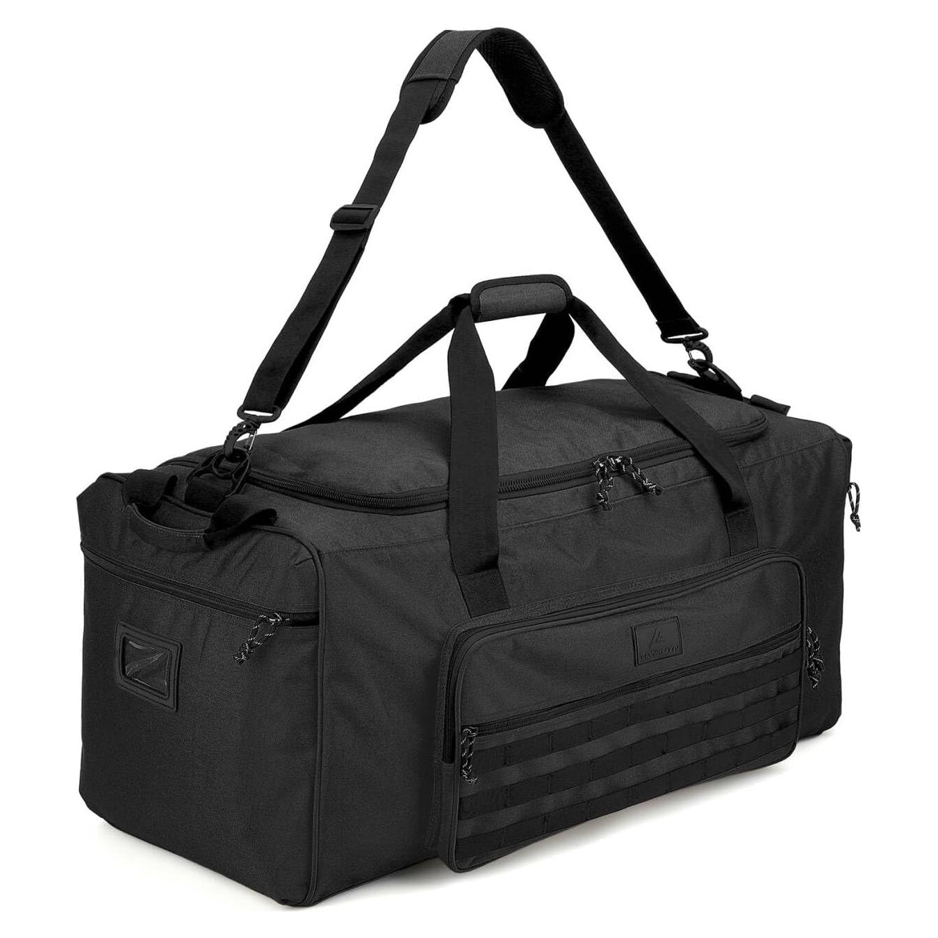 Bolsa de gimnasio táctica 125L negra unisex con compartimento para zapatos