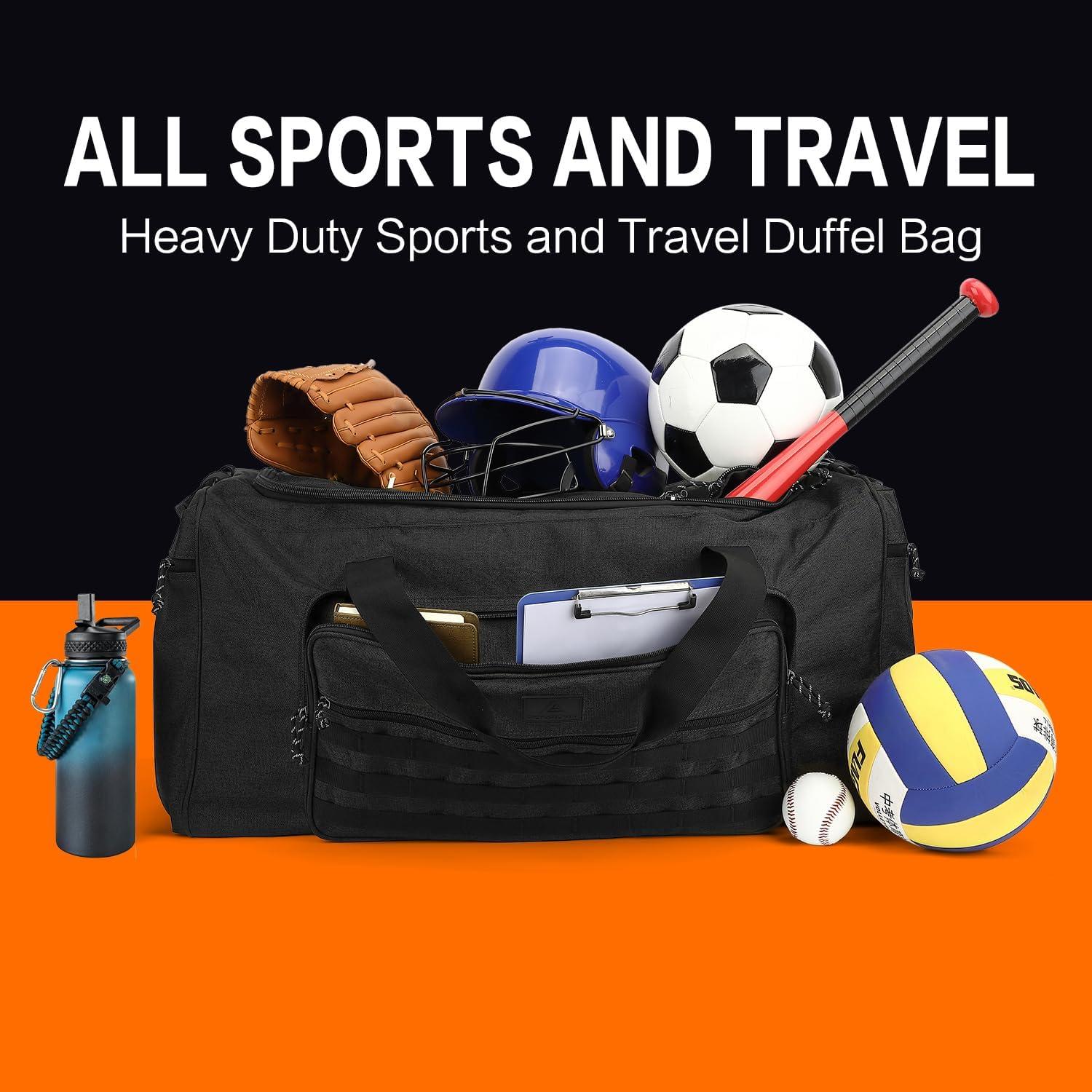 Bolsa de gimnasio táctica 125L negra unisex con compartimento para zapatos