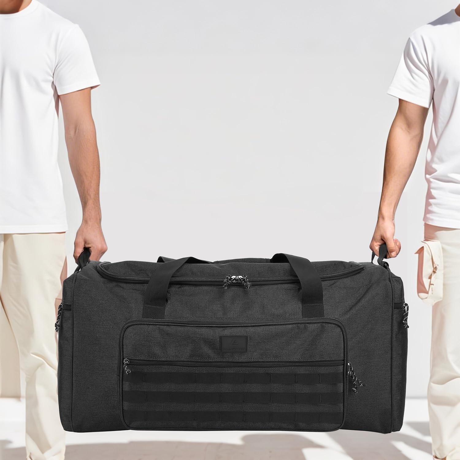 Bolsa de gimnasio táctica 125L negra unisex con compartimento para zapatos