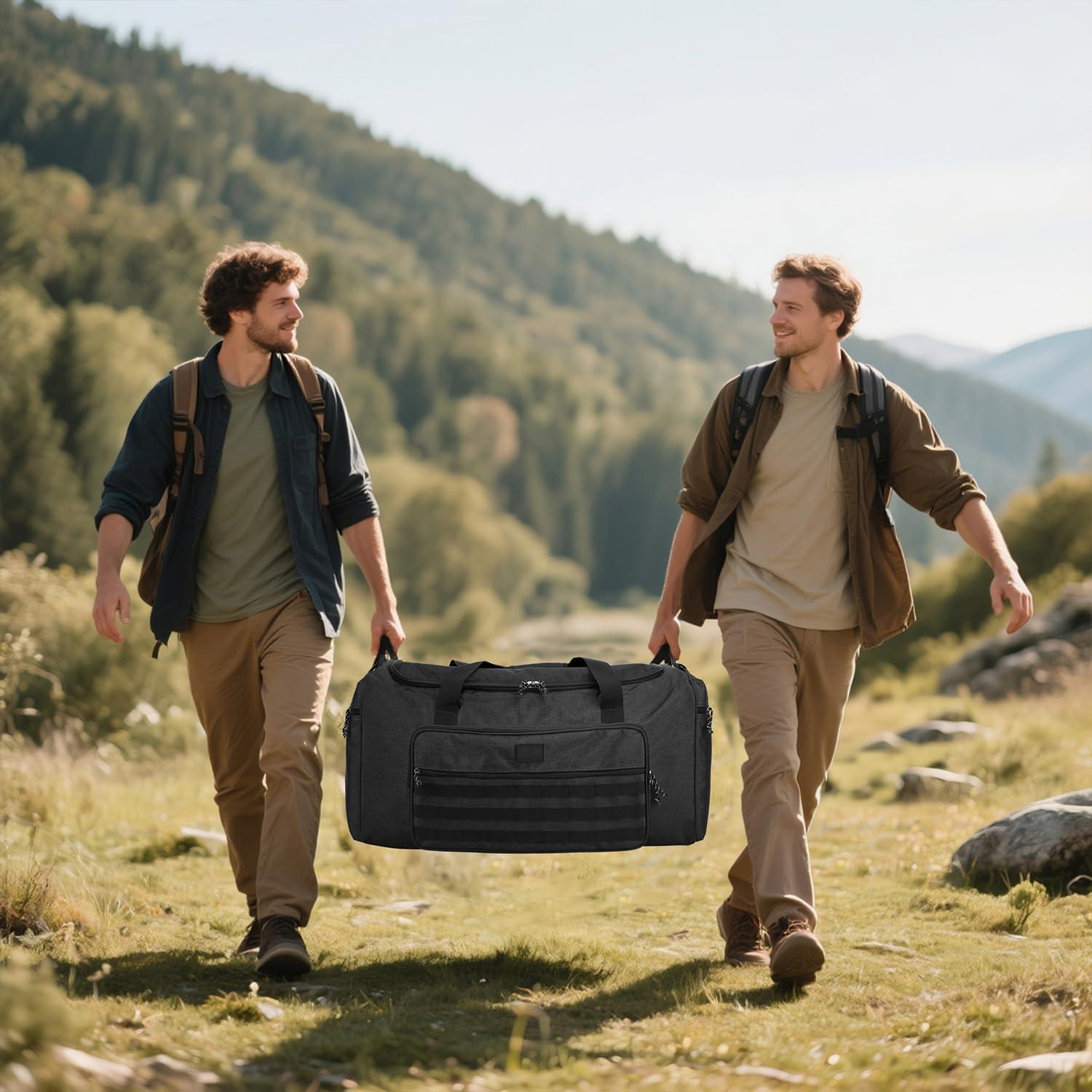 Bolsa de gimnasio táctica 125L negra unisex con compartimento para zapatos