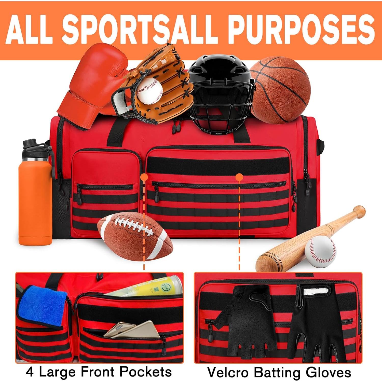 Bolsa de equipo Goloni 130L Roja con 7 compartimentos