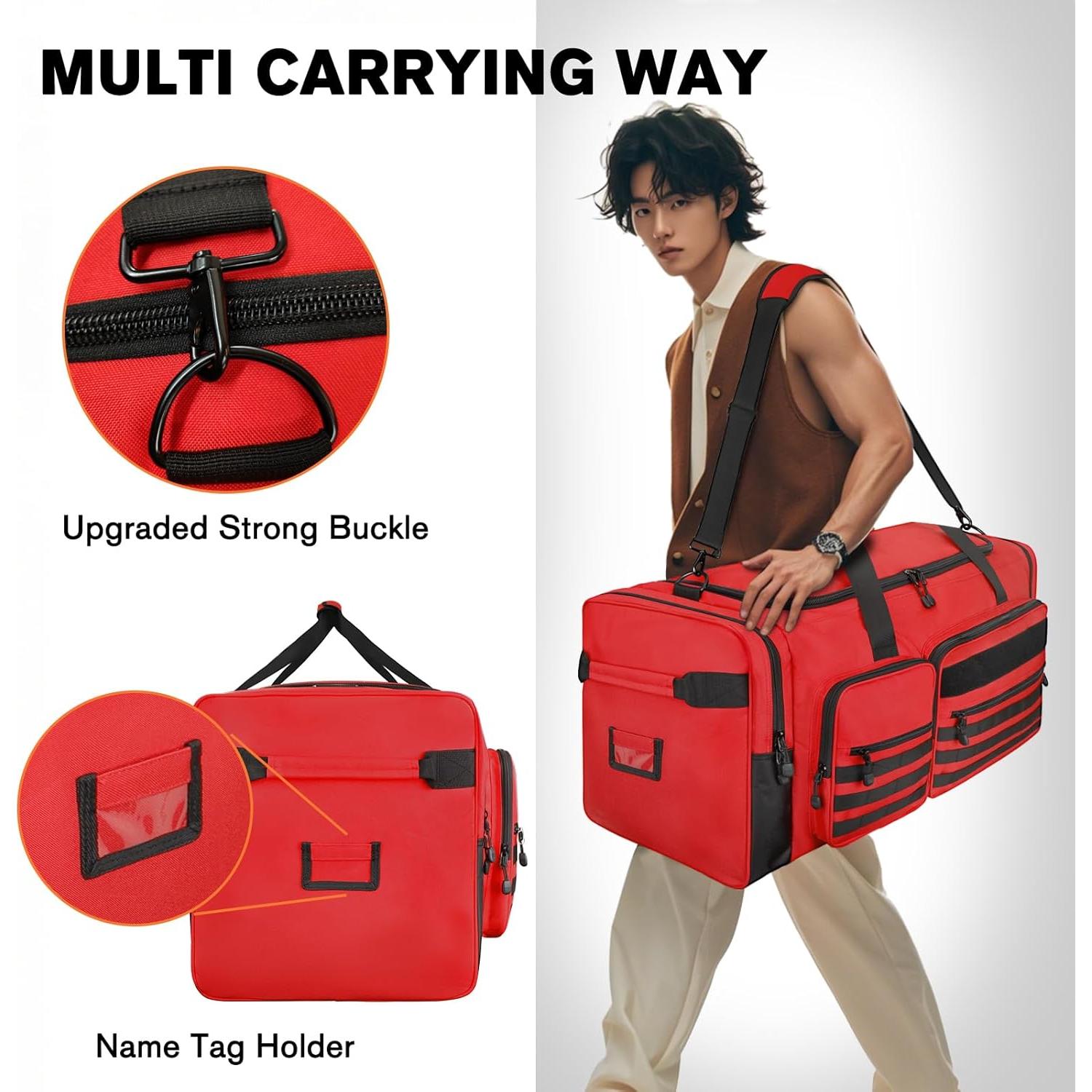 Bolsa de equipo Goloni 130L Roja con 7 compartimentos