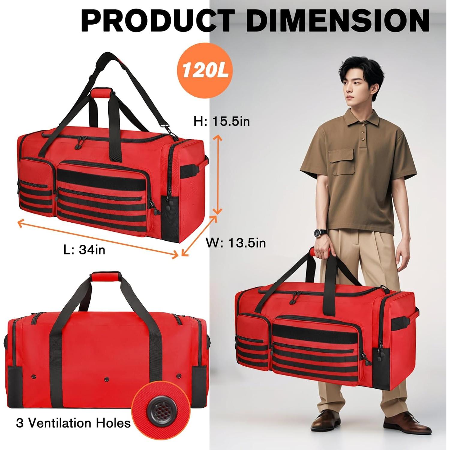 Bolsa de equipo Goloni 130L Roja con 7 compartimentos