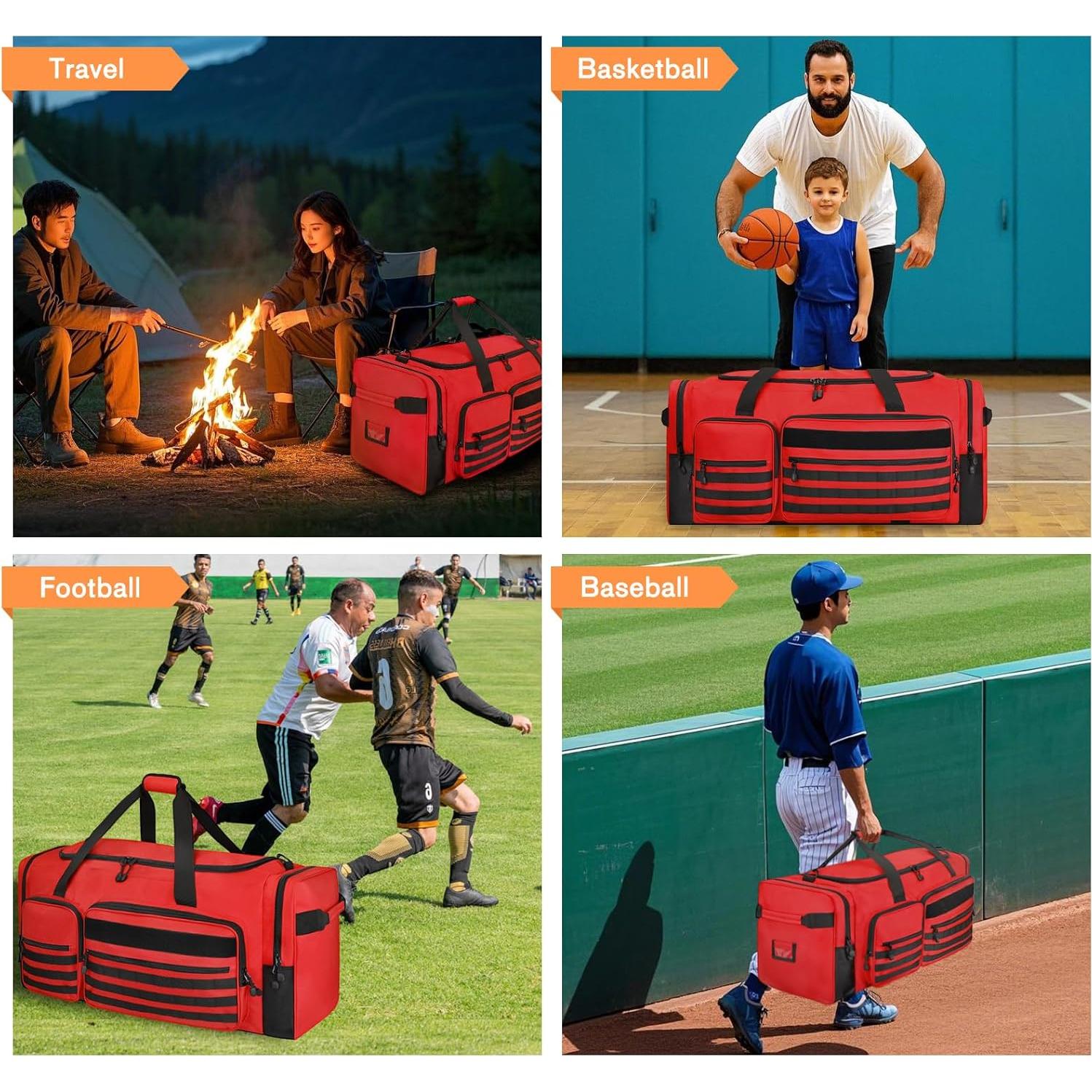 Bolsa de equipo Goloni 130L Roja con 7 compartimentos