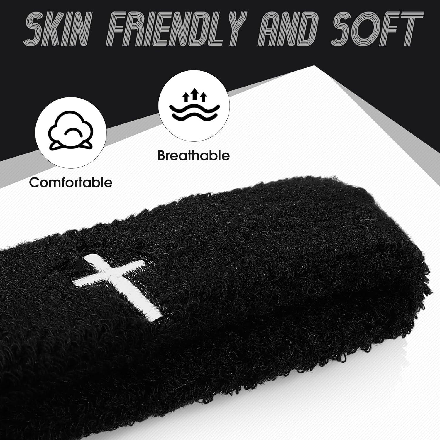 Soulchen Bandas de Bíceps y Muñequera Sudor Negro 4 Pcs