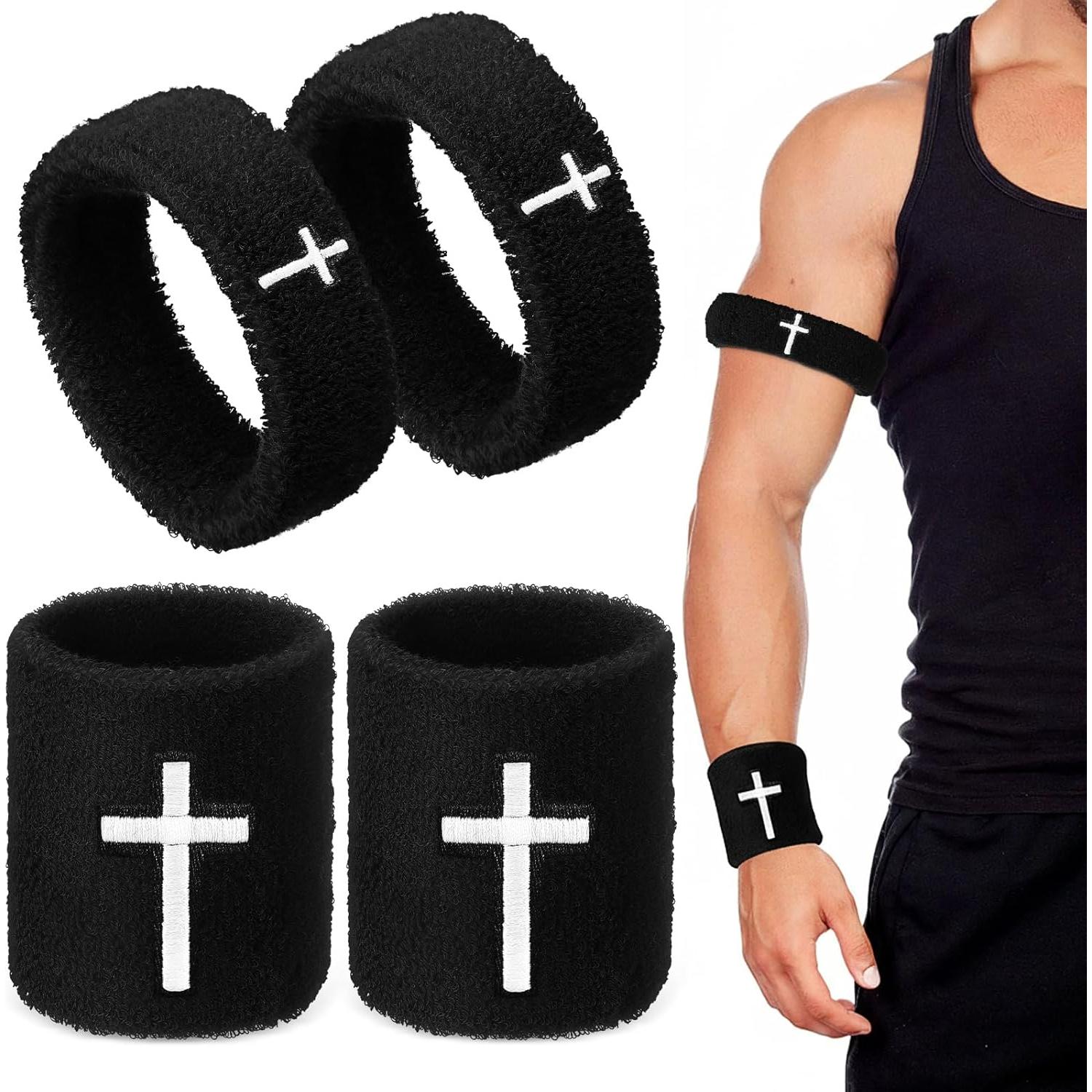 Soulchen Bandas de Bíceps y Muñequera Sudor Negro 4 Pcs