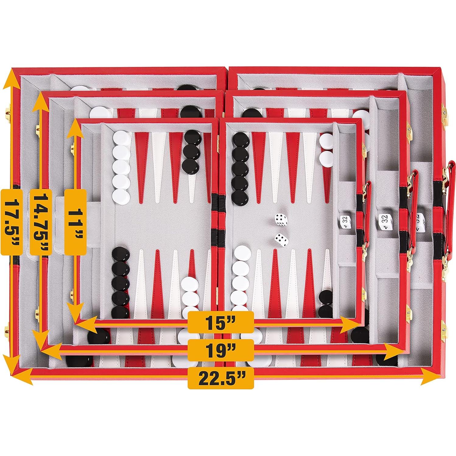 Juego de Backgammon Crazy Games Mediano 38 cm Rojo