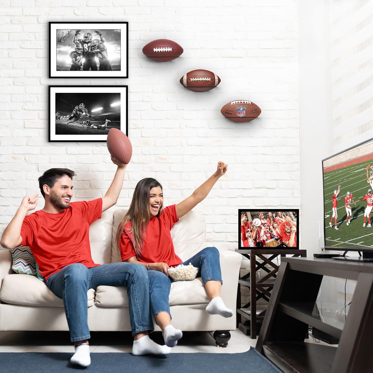 Exhibidor de Fútbol para Pared Americanflat Set de 3 - Negro