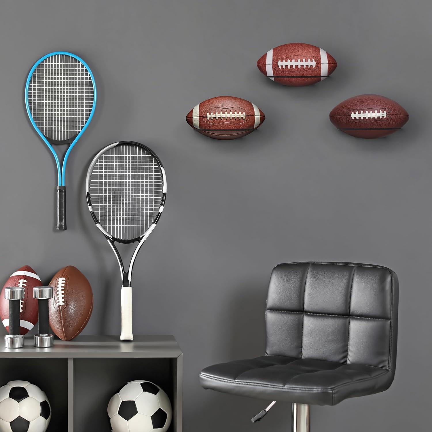 Exhibidor de Fútbol para Pared Americanflat Set de 3 - Negro