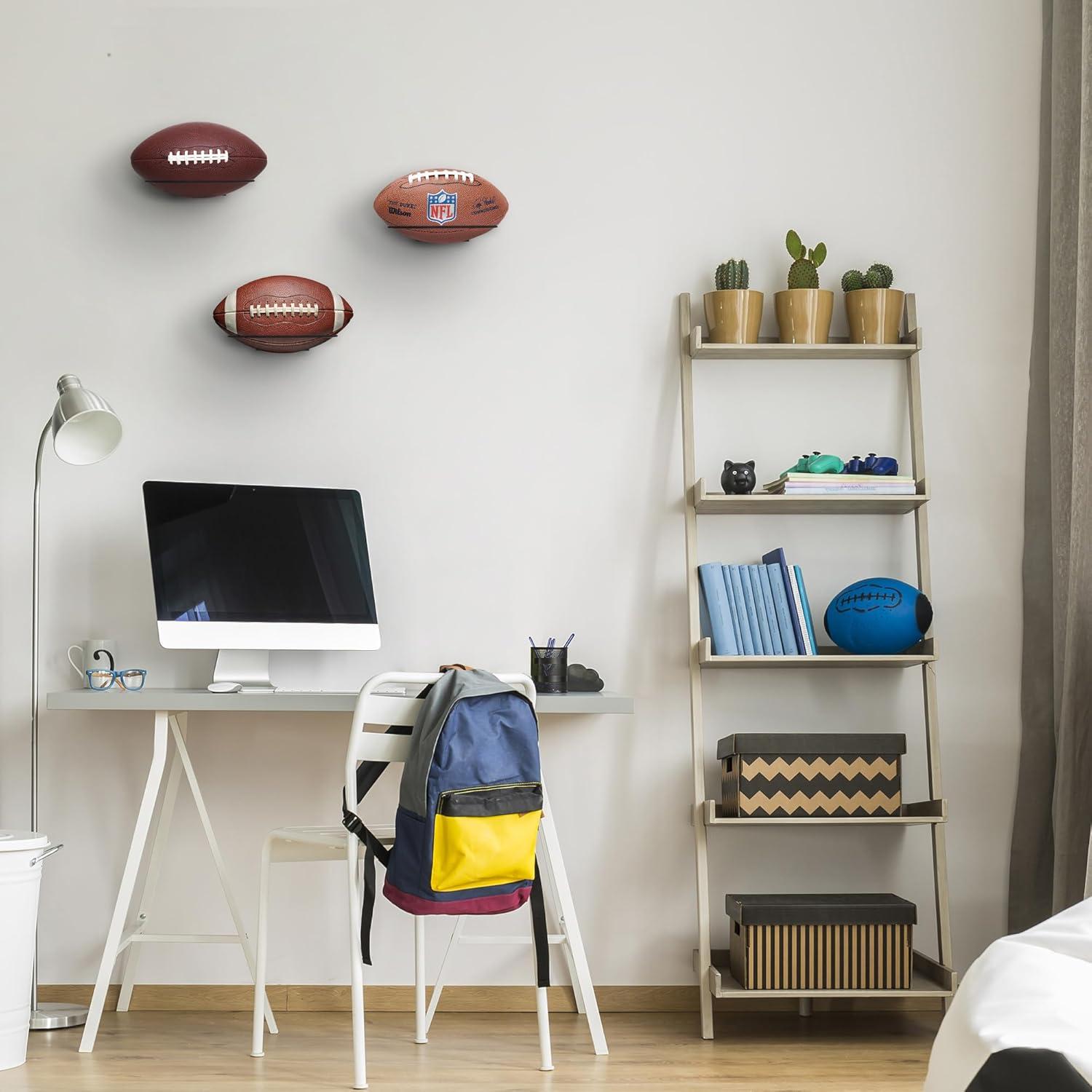 Exhibidor de Fútbol para Pared Americanflat Set de 3 - Negro