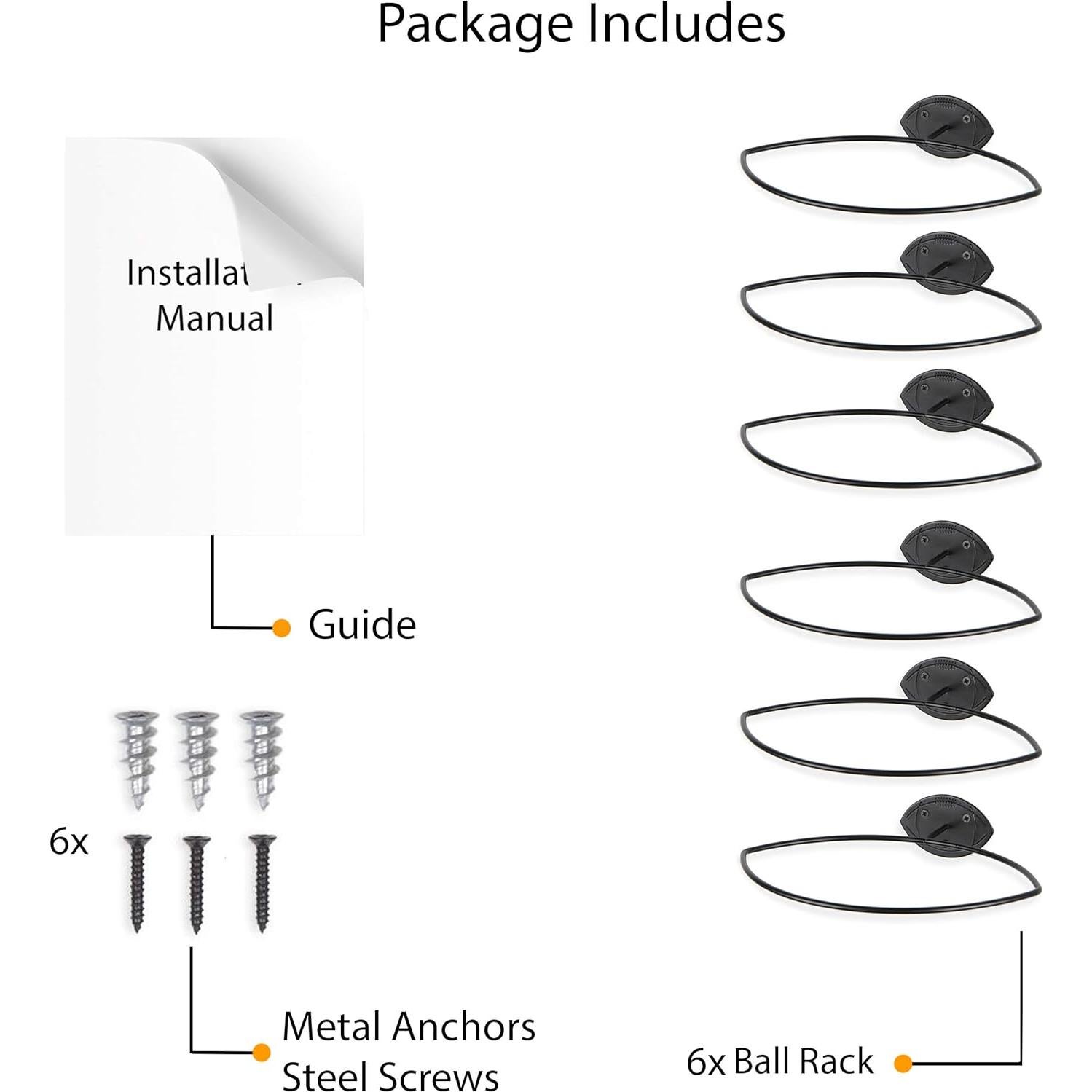 Soporte de Pared Wallniture SPORTA para 6 Balones de Fútbol