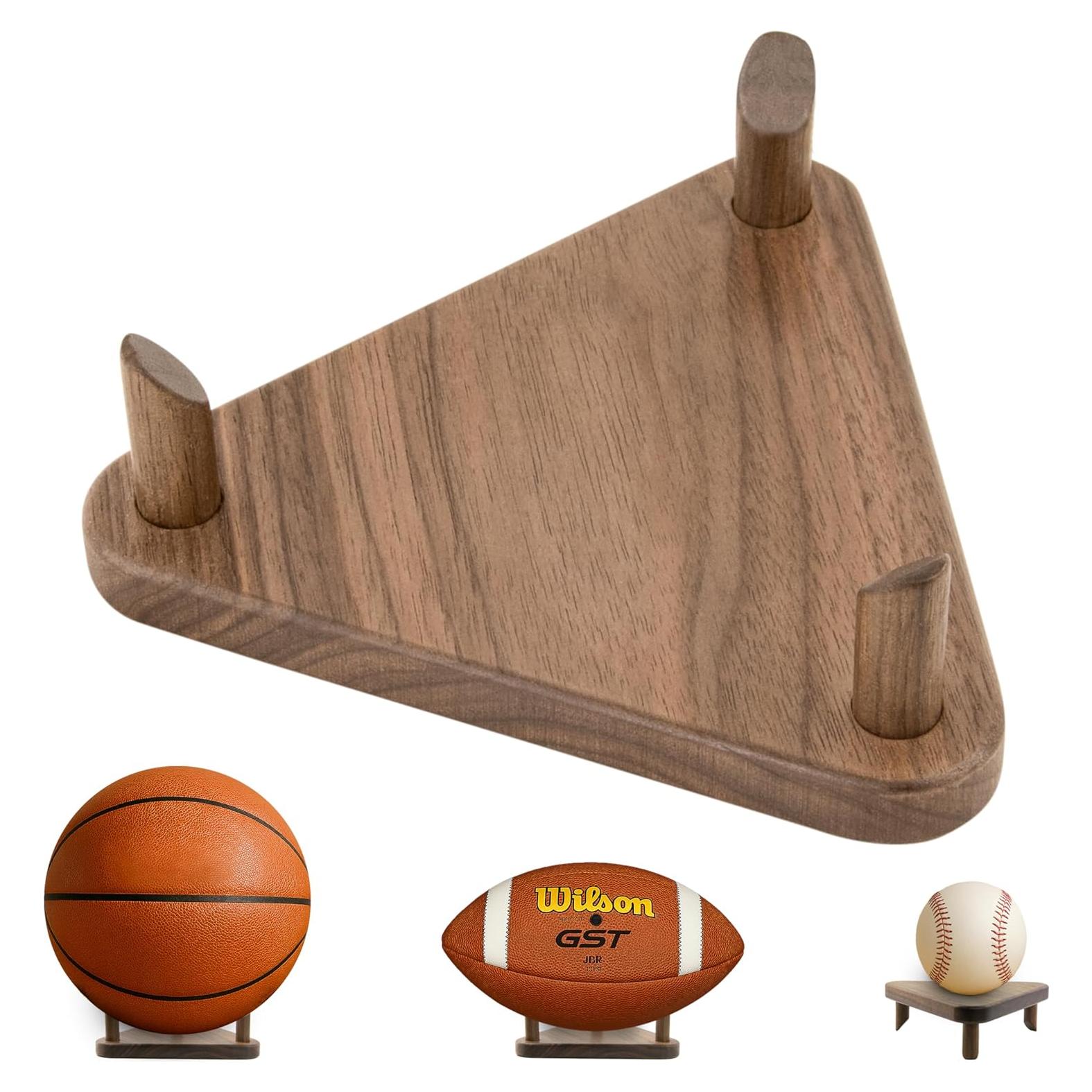 Soporte de Exhibición Triangular Samrion para Balones de Nogal