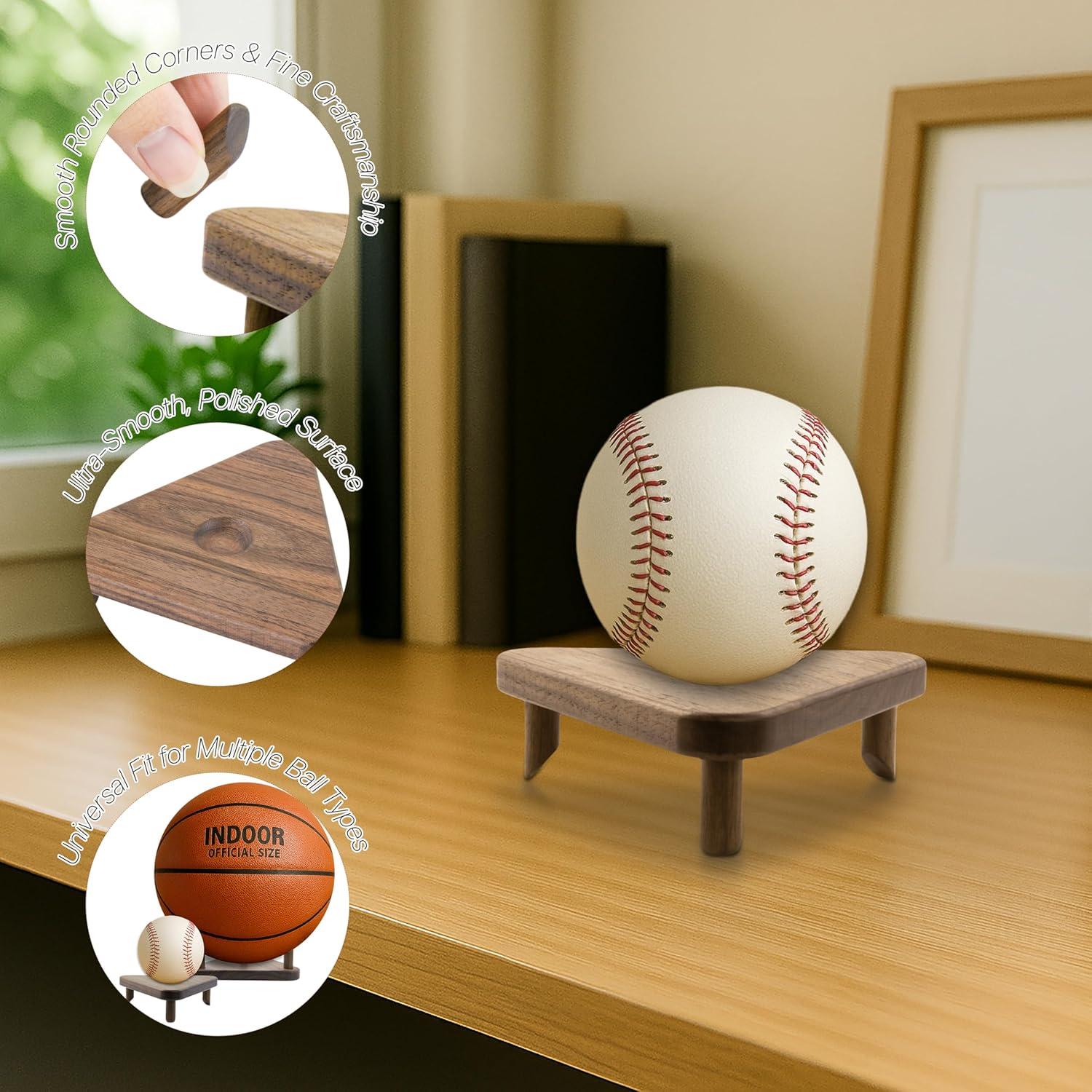 Soporte de Exhibición Triangular Samrion para Balones de Nogal