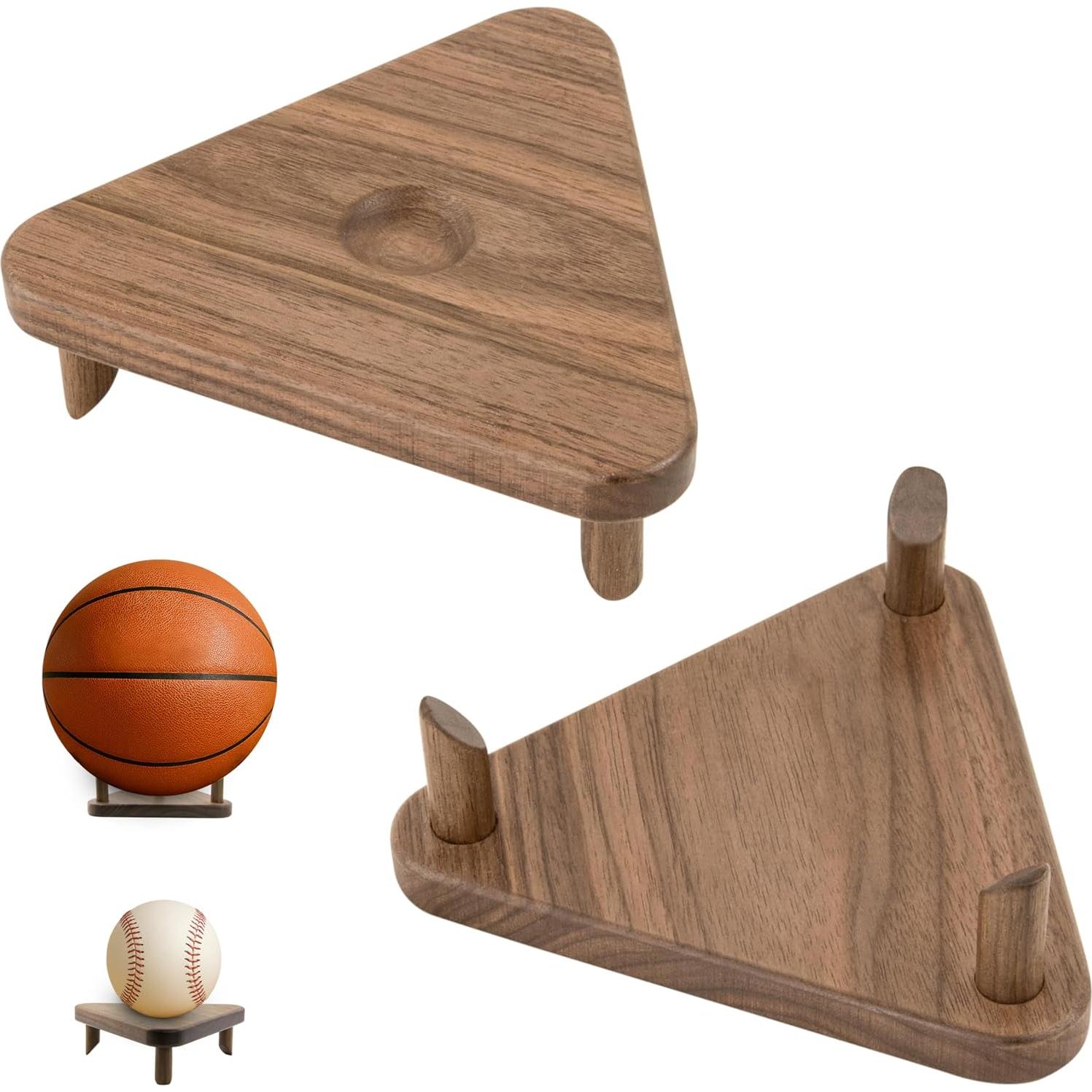 Soporte de Exhibición Triangular Samrion para Balones de Nogal