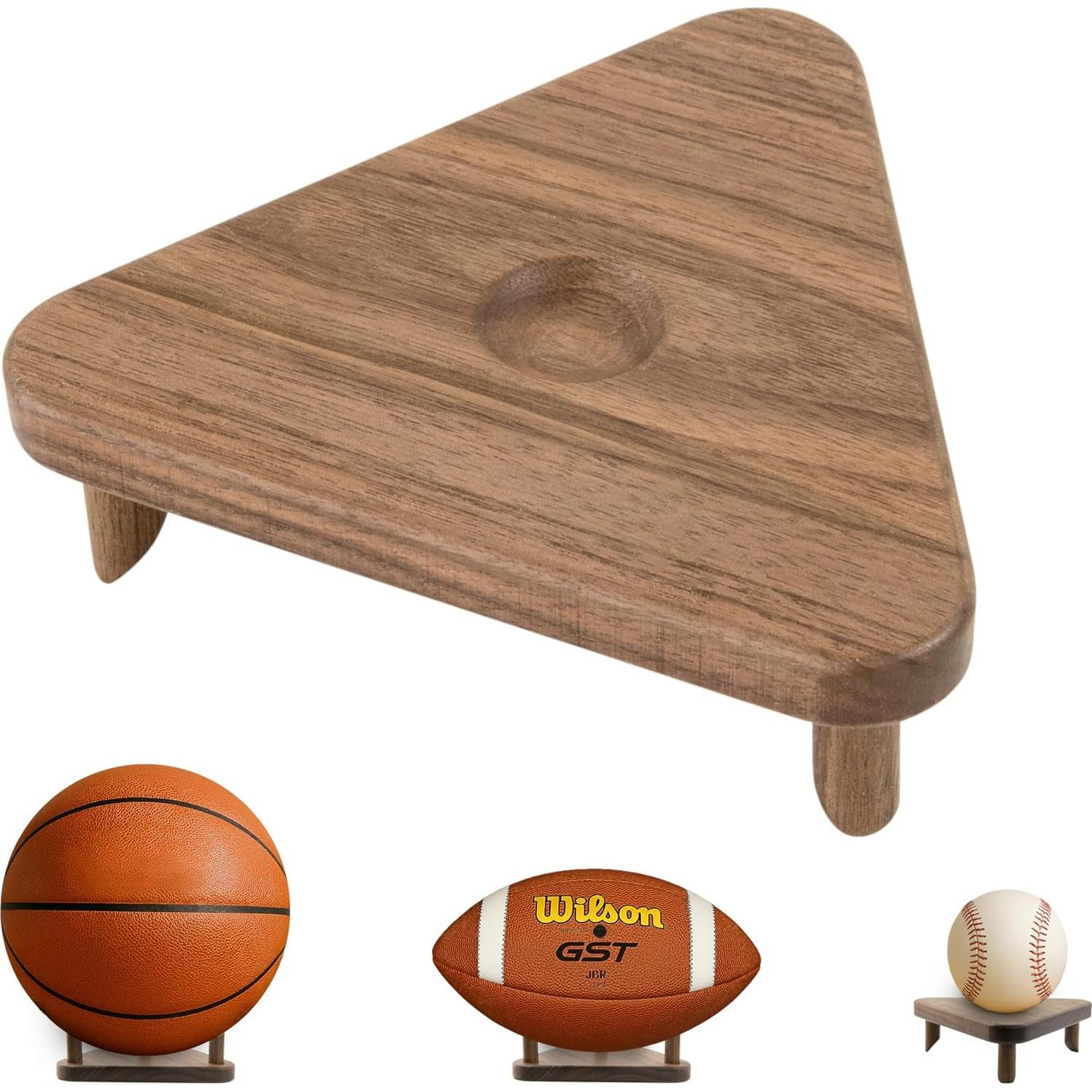 Soporte de Exhibición Triangular Samrion para Balones de Nogal