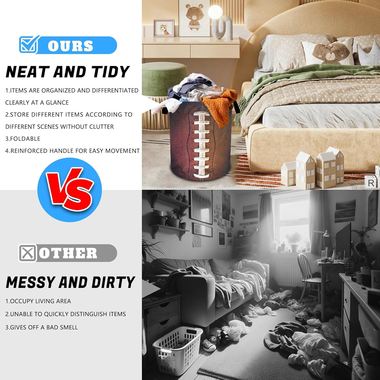 Cesta de Ropa RKYAFFERISMA Redonda Tela Oxford Fútbol 48x41 cm