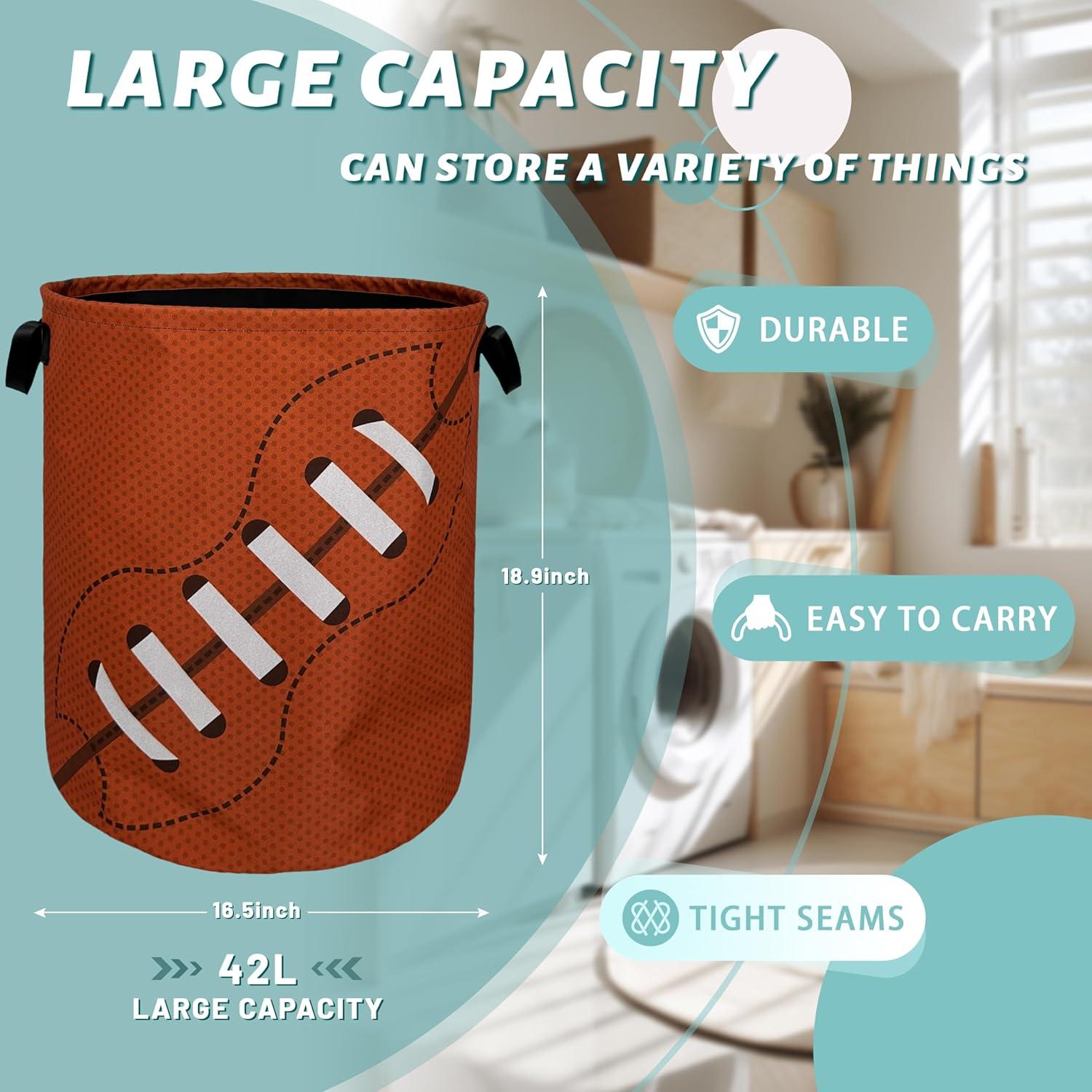 Cesta de Ropa Plegable SELIONLIKN 48x42 cm Balones Fútbol