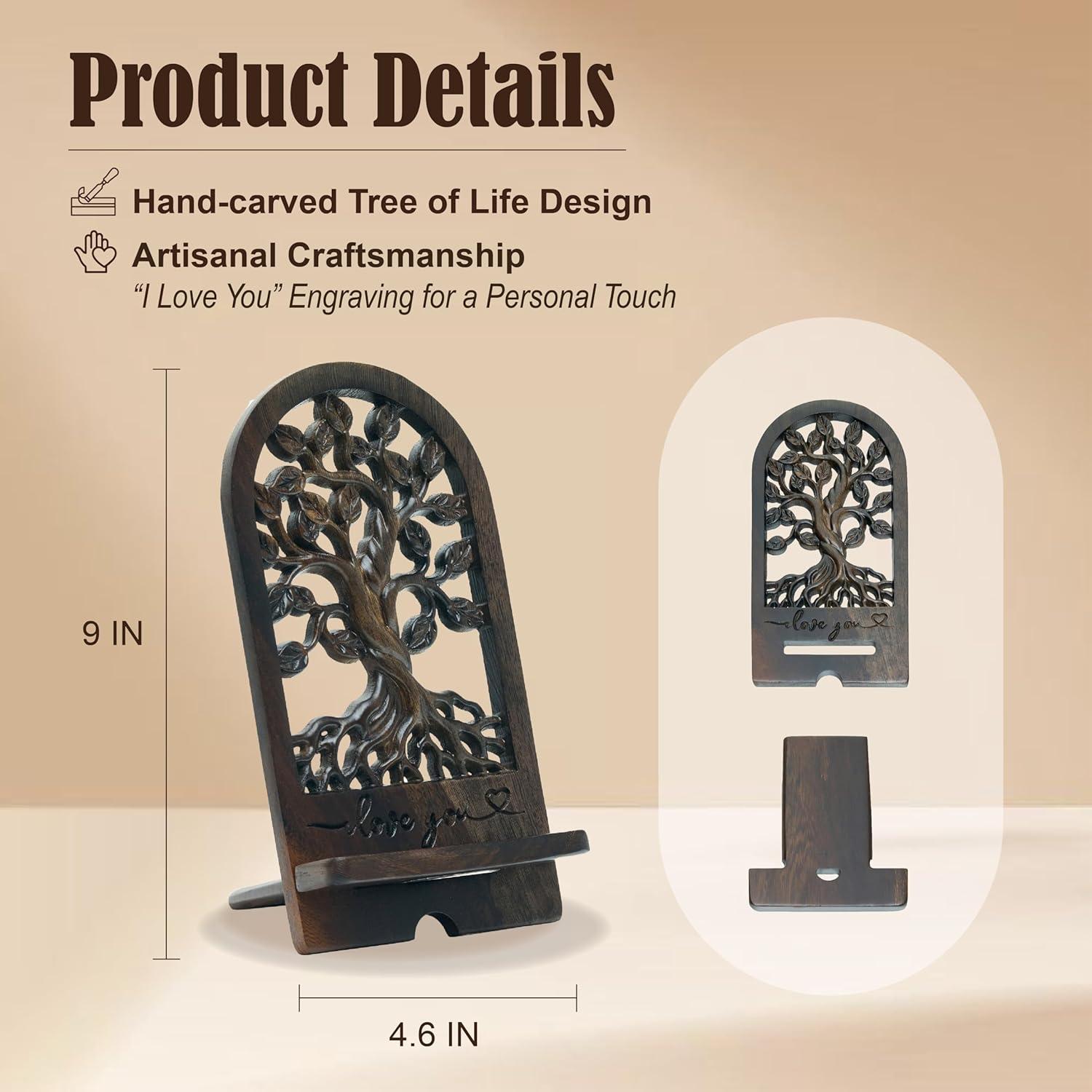 Soporte para teléfono de madera Handicraftviet Árbol de la Vida