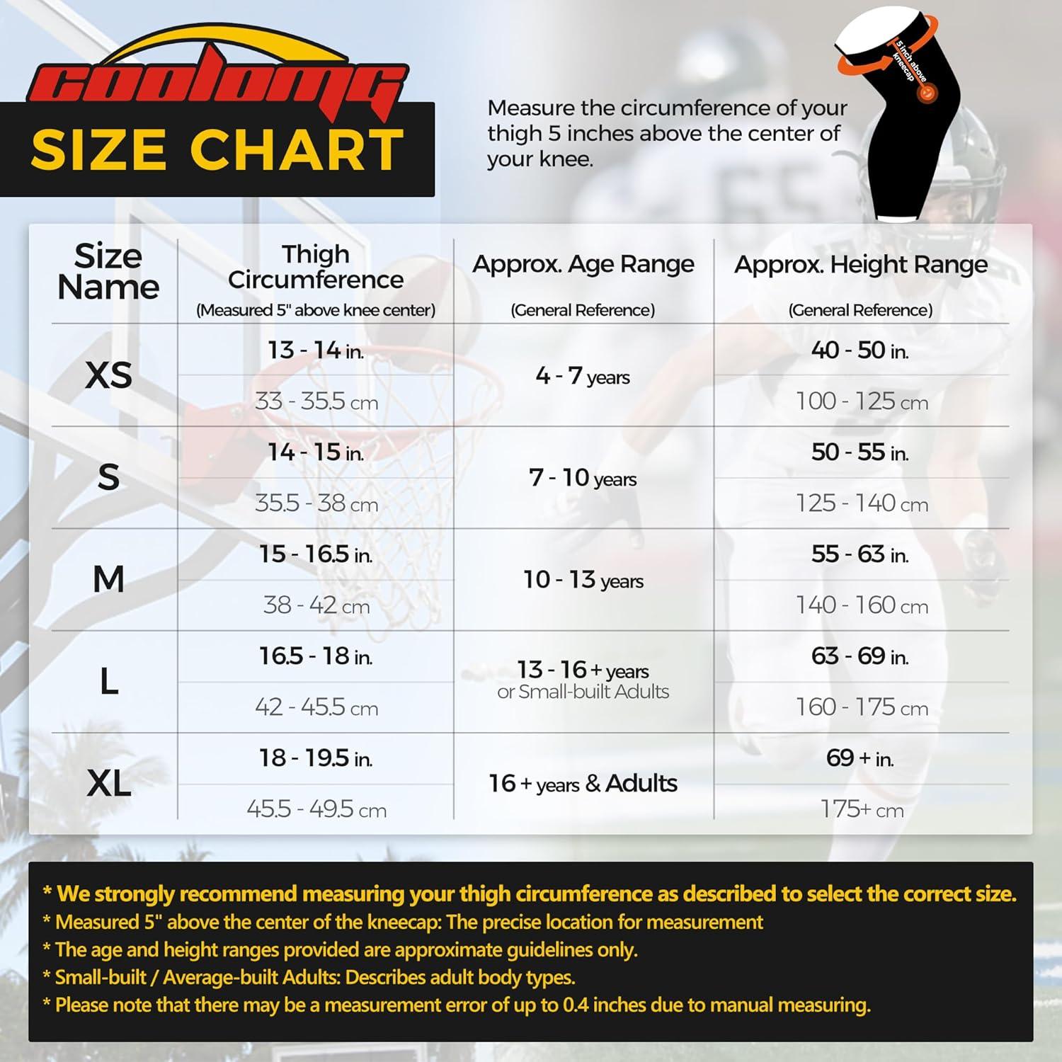 Rodilleras de Compresión COOLOMG para Niños y Adultos - Negras M