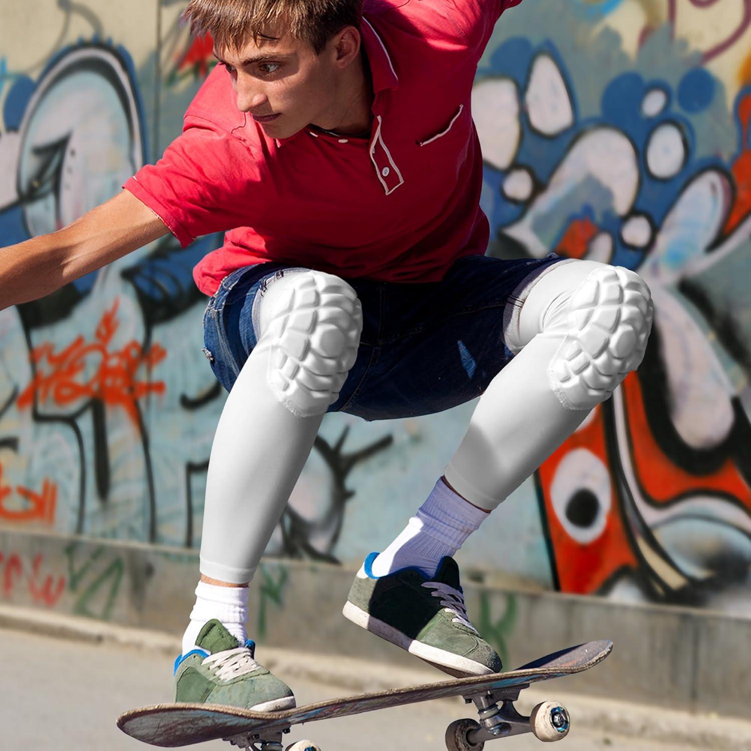 Mangas de Compresión para Rodillas LUODITO - 1 Par Pequeño Blanco