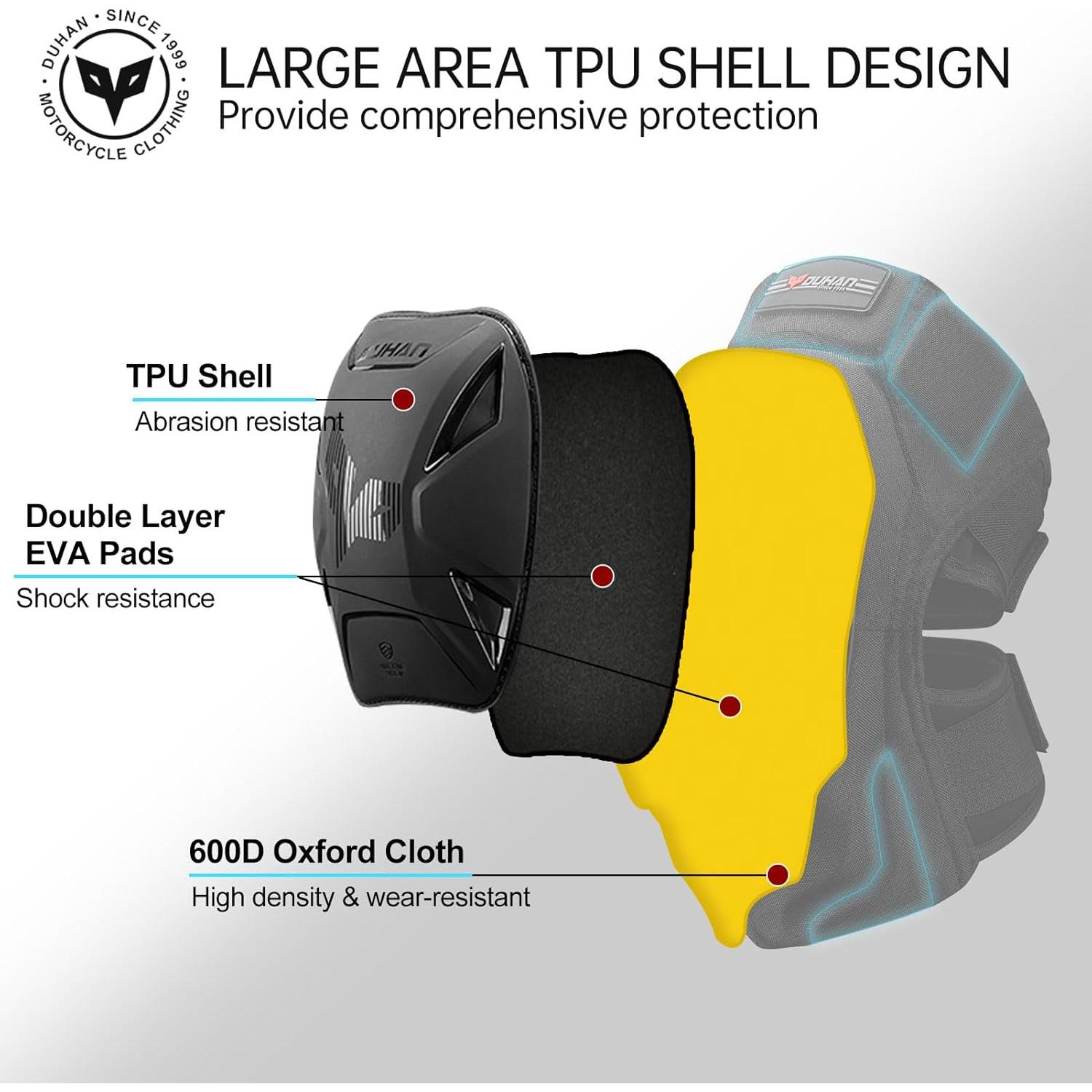 Rodilleras de Motocicleta DUHAN Unisex - Protección CE Nivel 1