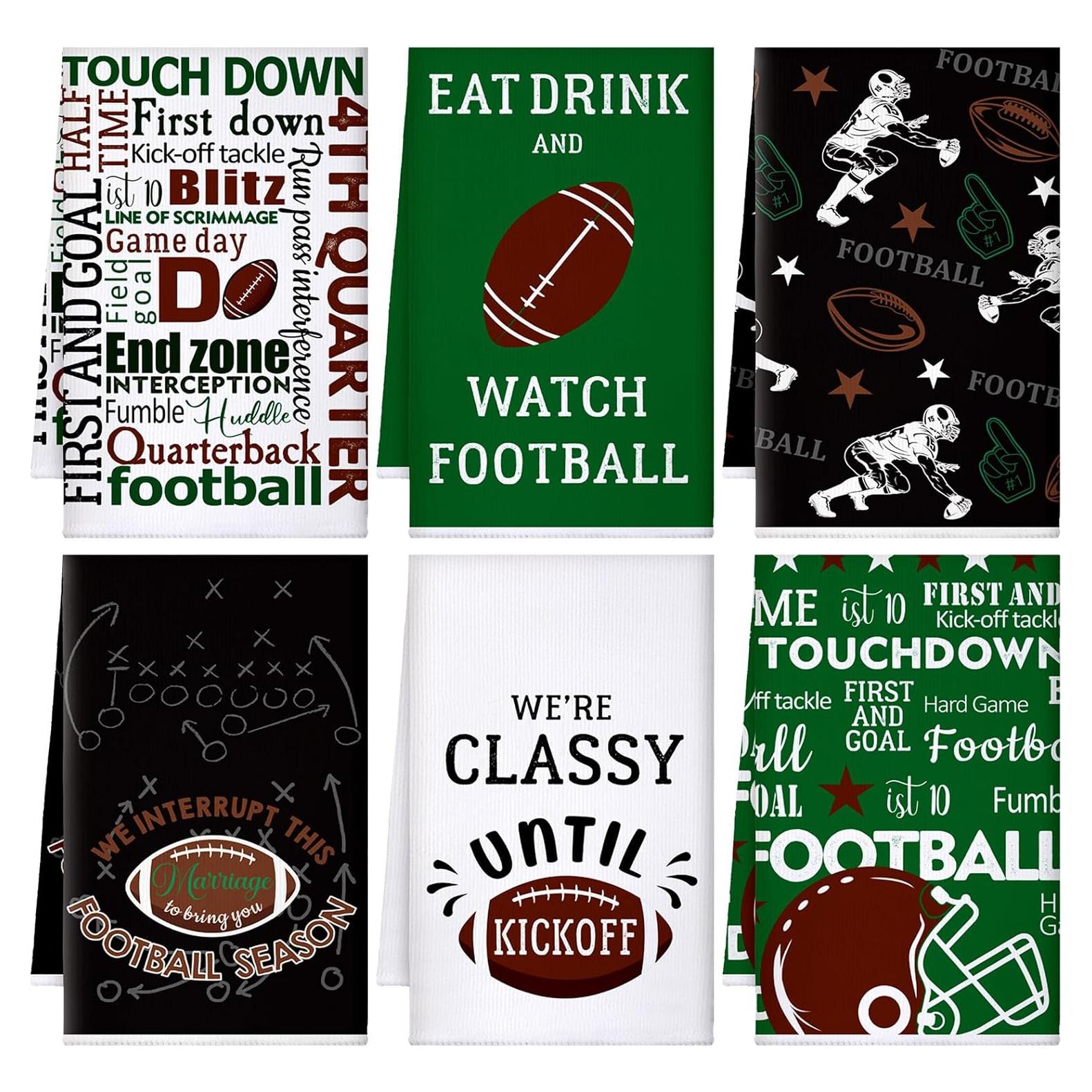 6 Toallas de Cocina Decorativas FuWeave Fútbol 40x60 cm