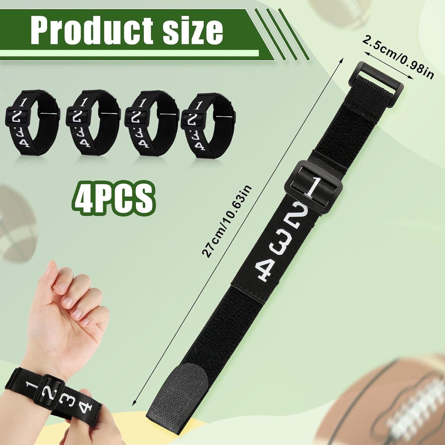 4 Pulseras de Árbitro de Fútbol XIHIRCD - Indicadores Negros