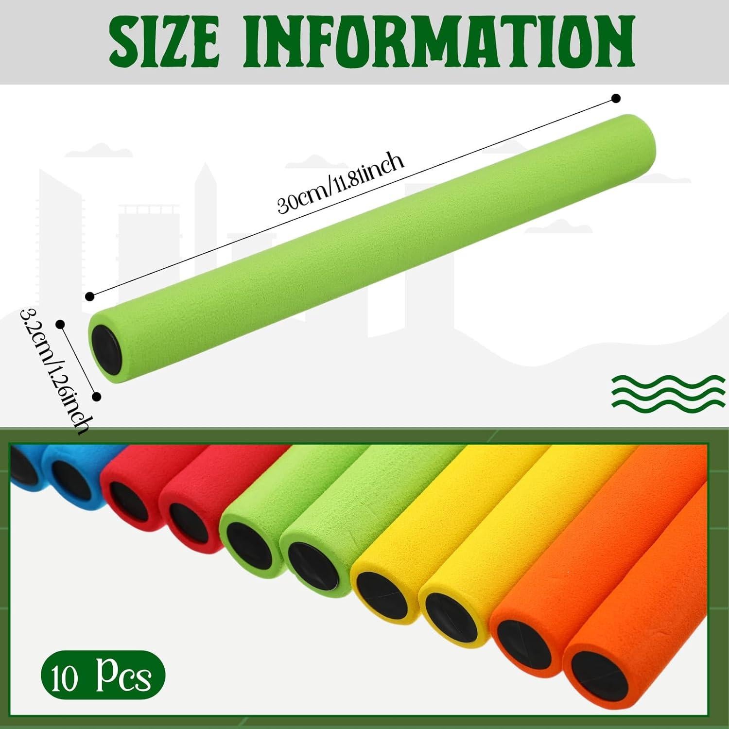 Testigos de Relevo de Atletismo Hiboom 10 Pcs Multicolor 30 cm