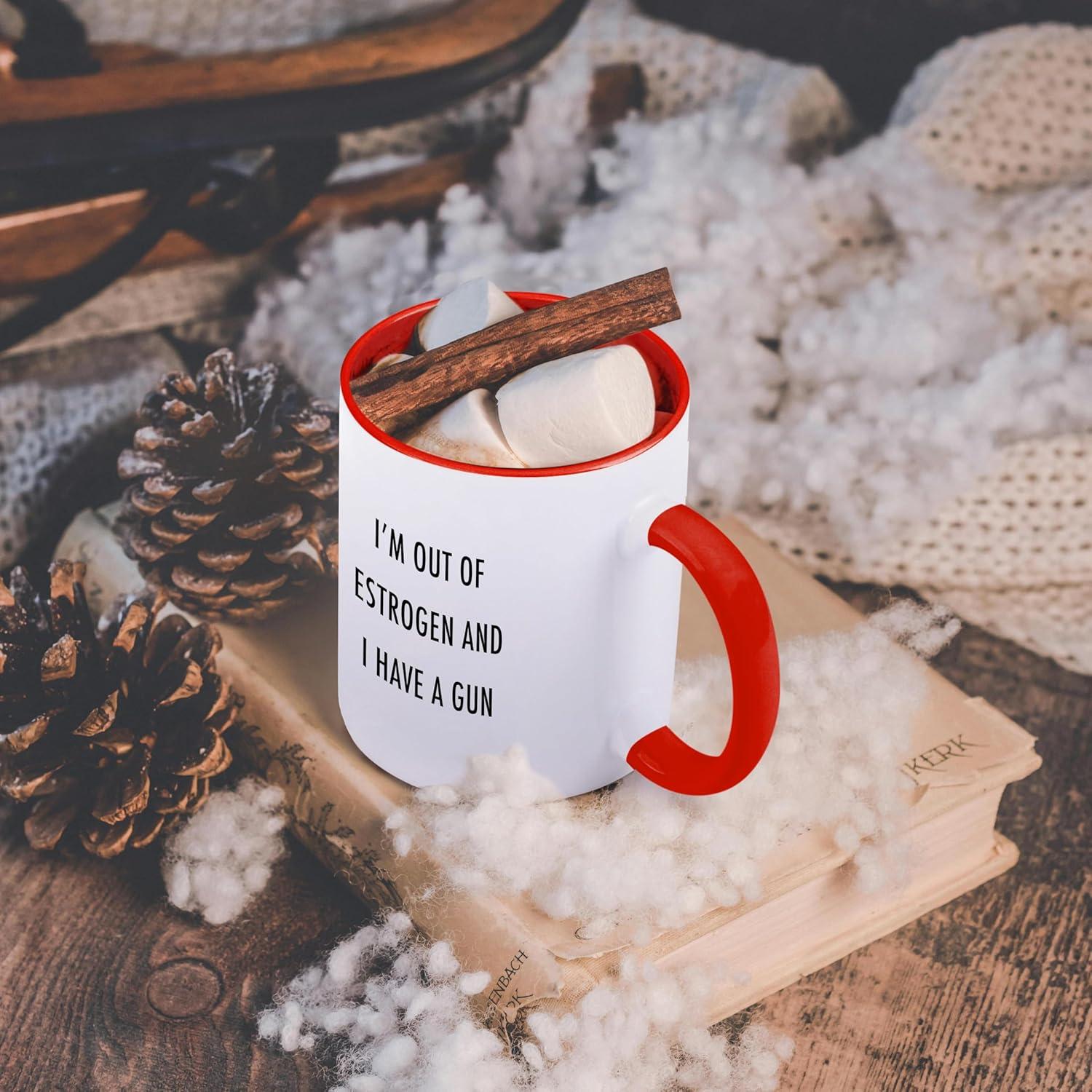 Taza de Cerámica 3dRose 15oz Roja con Diseño Divertido