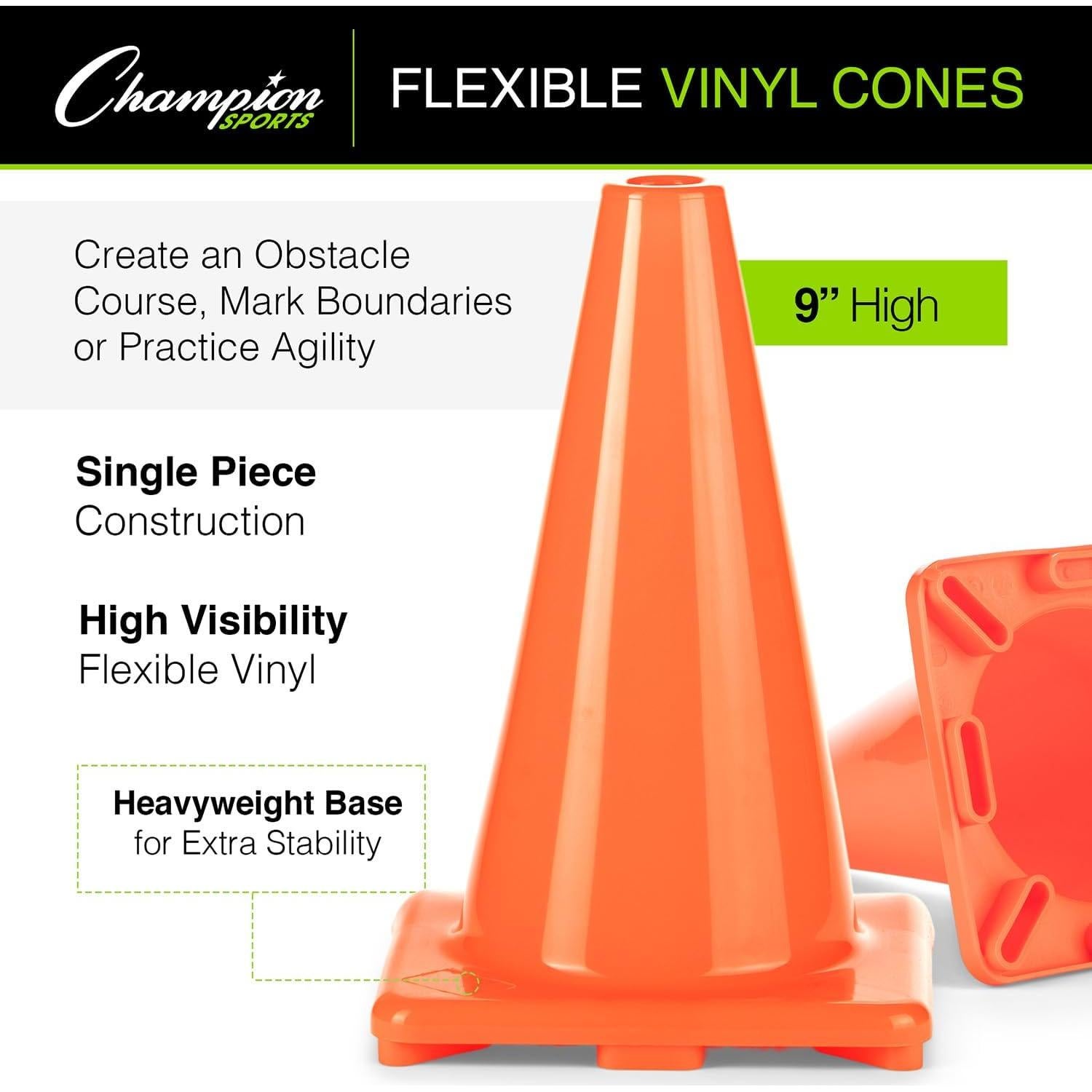 Cono de Vinilo Flexible Champion Sports 22.86 cm Naranja