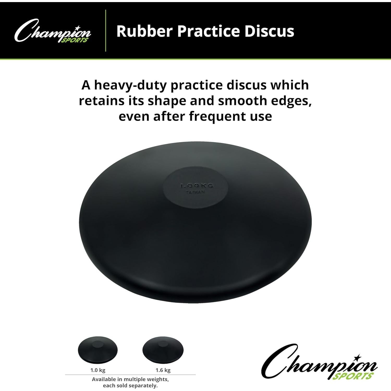 Disco de Práctica Champion Sports 1.0 KG Caucho Negro