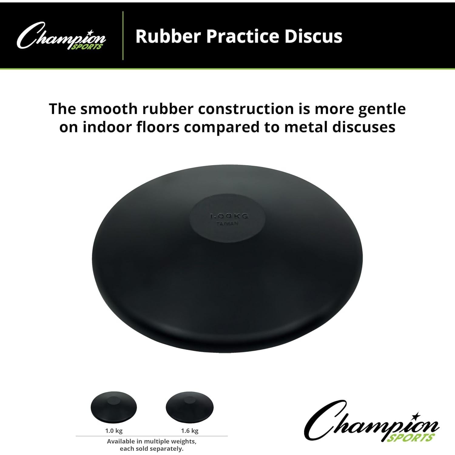 Disco de Práctica Champion Sports 1.0 KG Caucho Negro