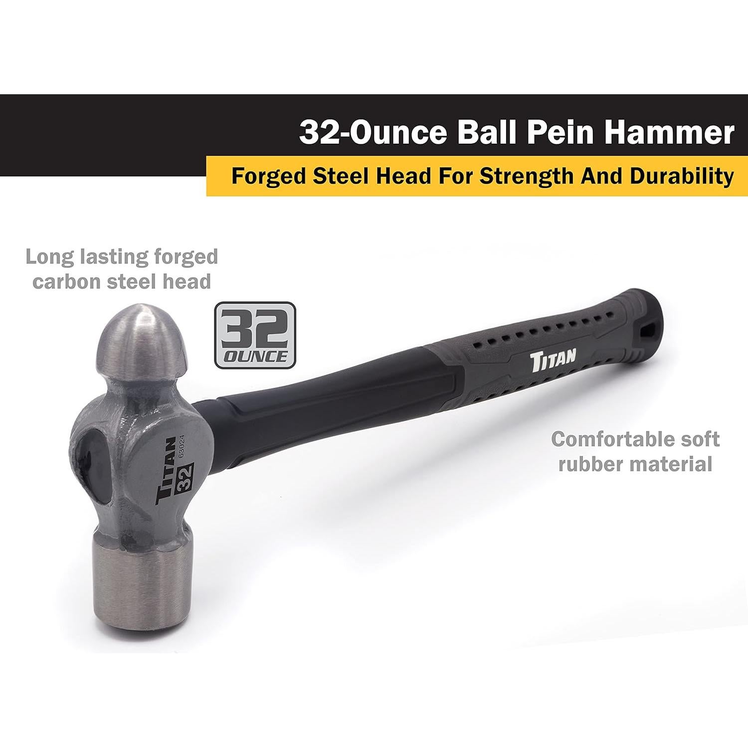 Martillo de bola Titan 63024 1.20 kg, mango de fibra de vidrio