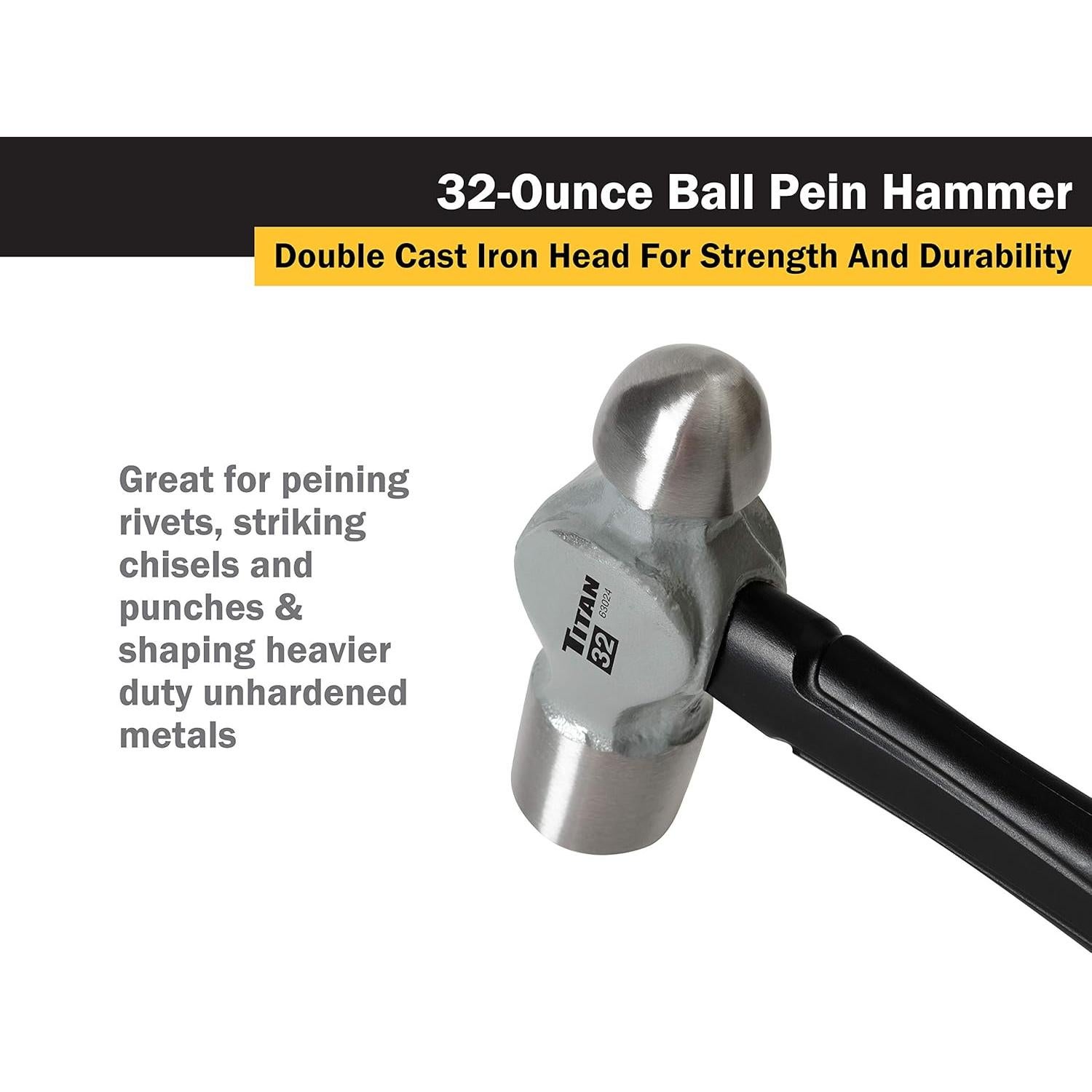 Martillo de bola Titan 63024 1.20 kg, mango de fibra de vidrio