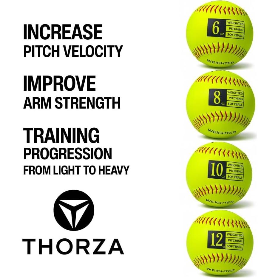 Pelotas de Softbol con Peso Thorza - Juego de 4 para Entrenamiento