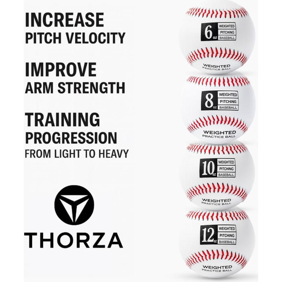 Pelotas de béisbol con peso Thorza - Set de 4 para entrenamiento